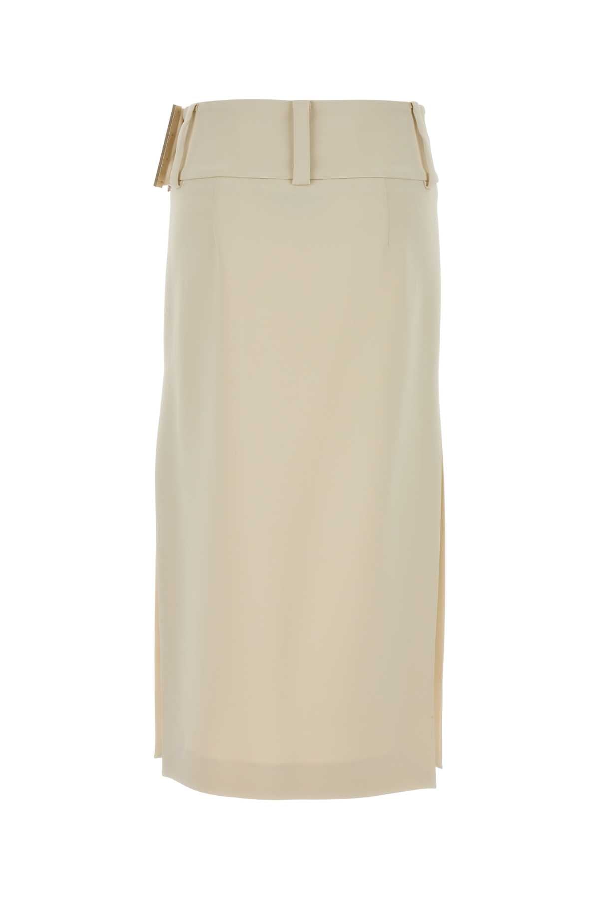 Sportmax Women Ivory Stretch Viscose Fronda Skirt SPORTMAX