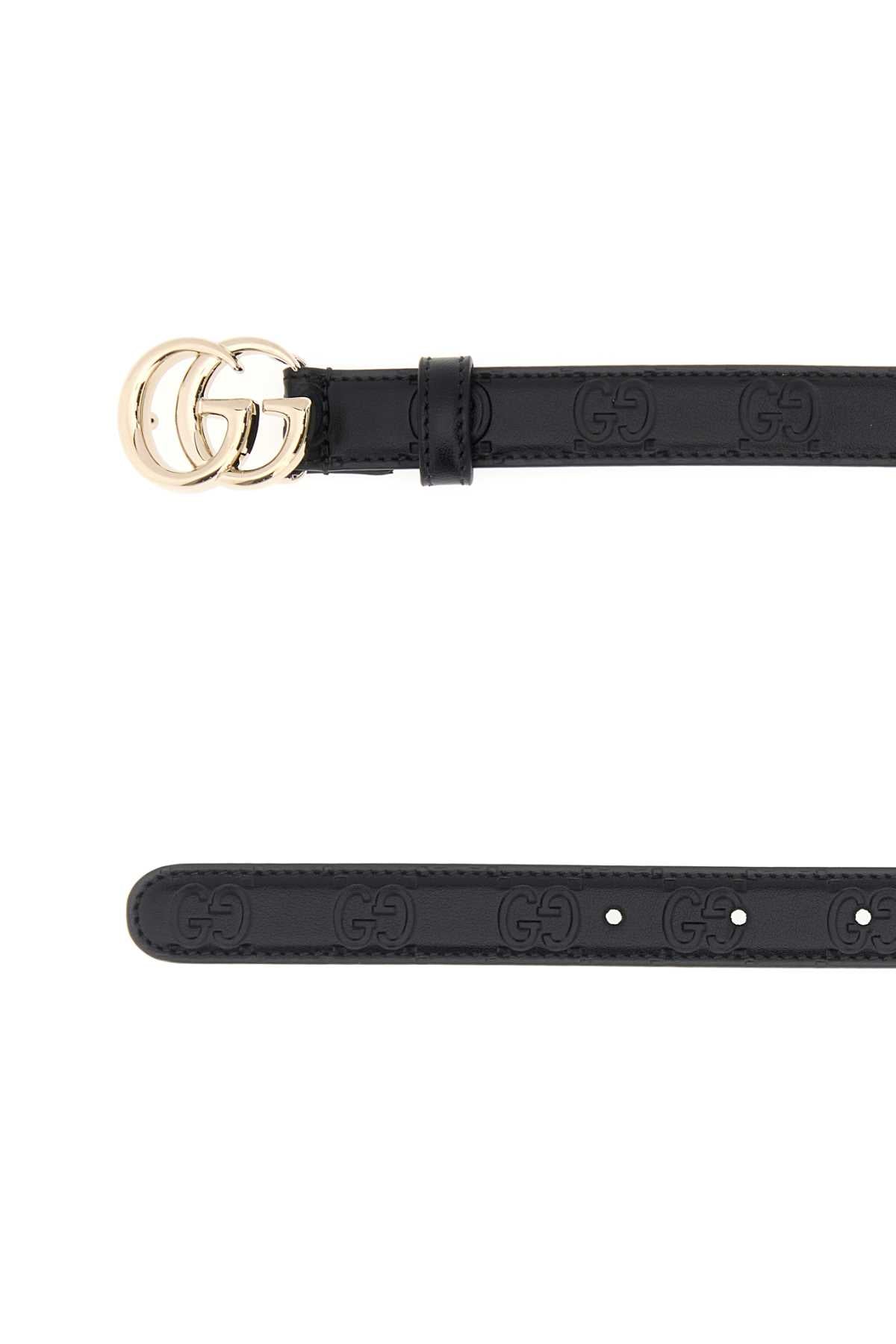 Gucci Women Black Leather Gg Marmont Belt GUCCI