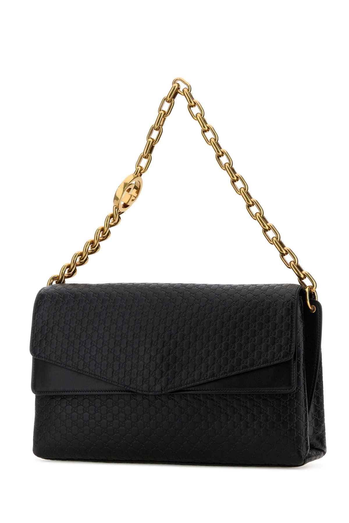 Gucci Women Black Leather Large Shoulder Bag GUCCI