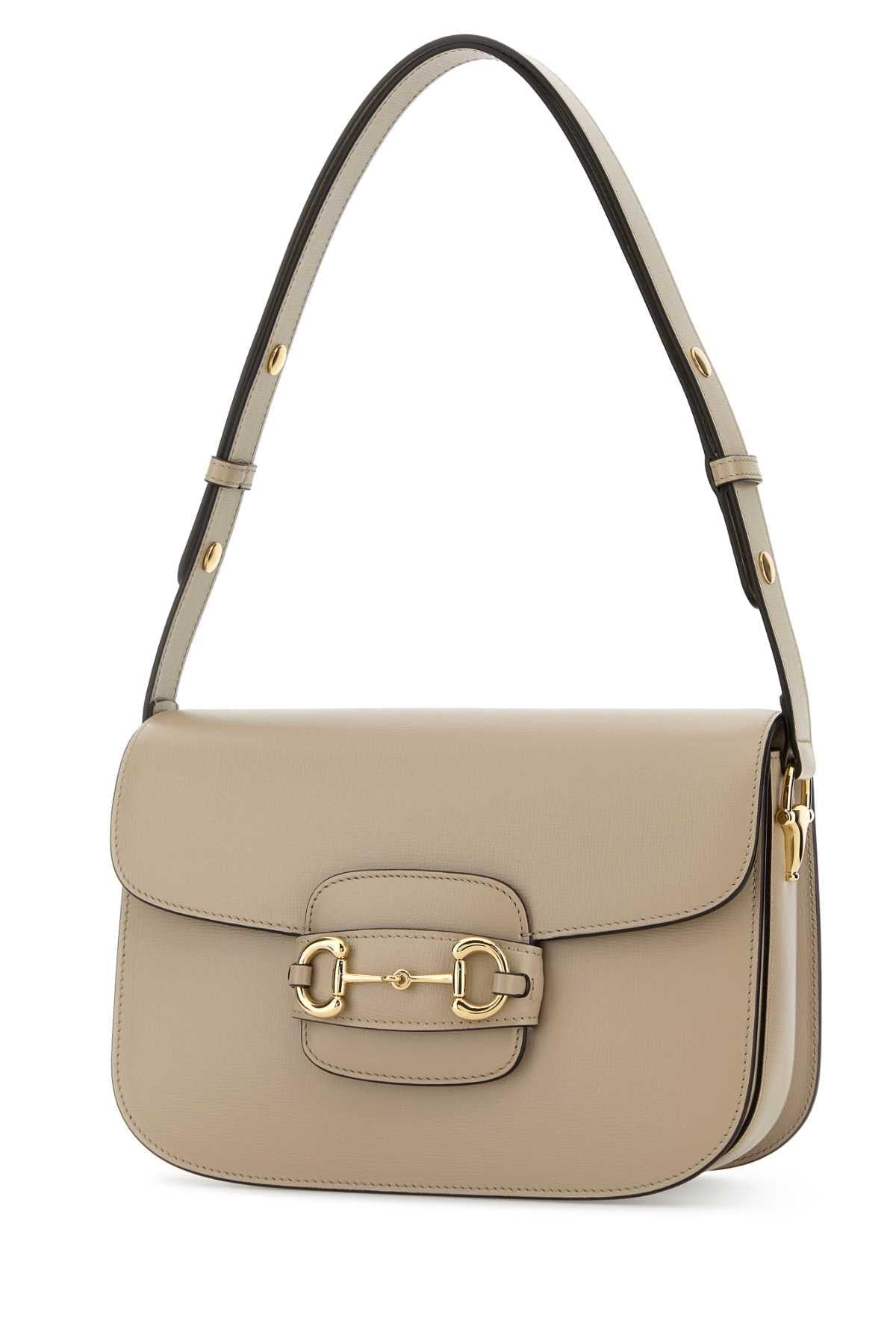Gucci Women Beige Leather Medium Gucci Horsebit 1955 Shoulder Bag GUCCI