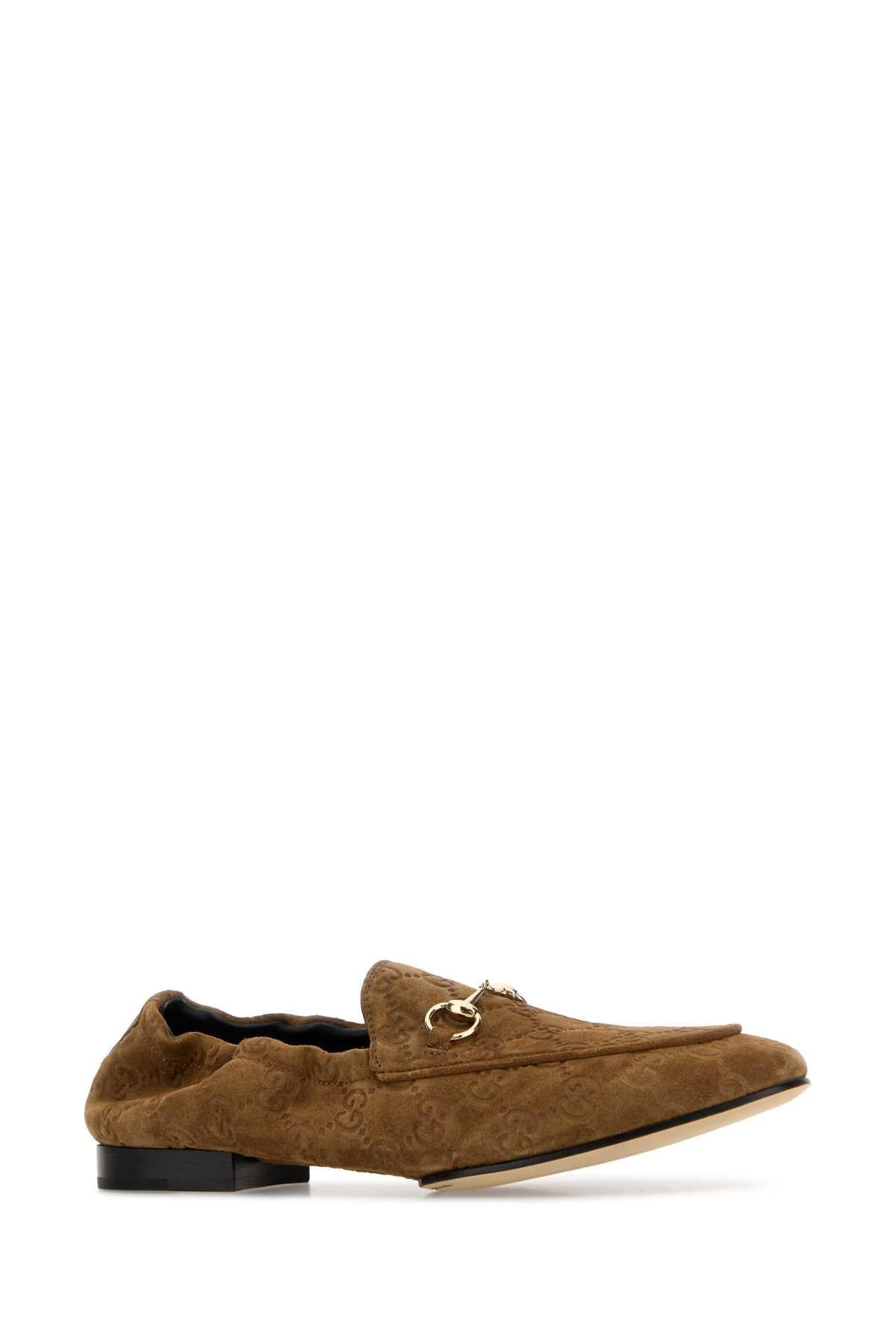 Gucci Women Camel Suede Loafers GUCCI