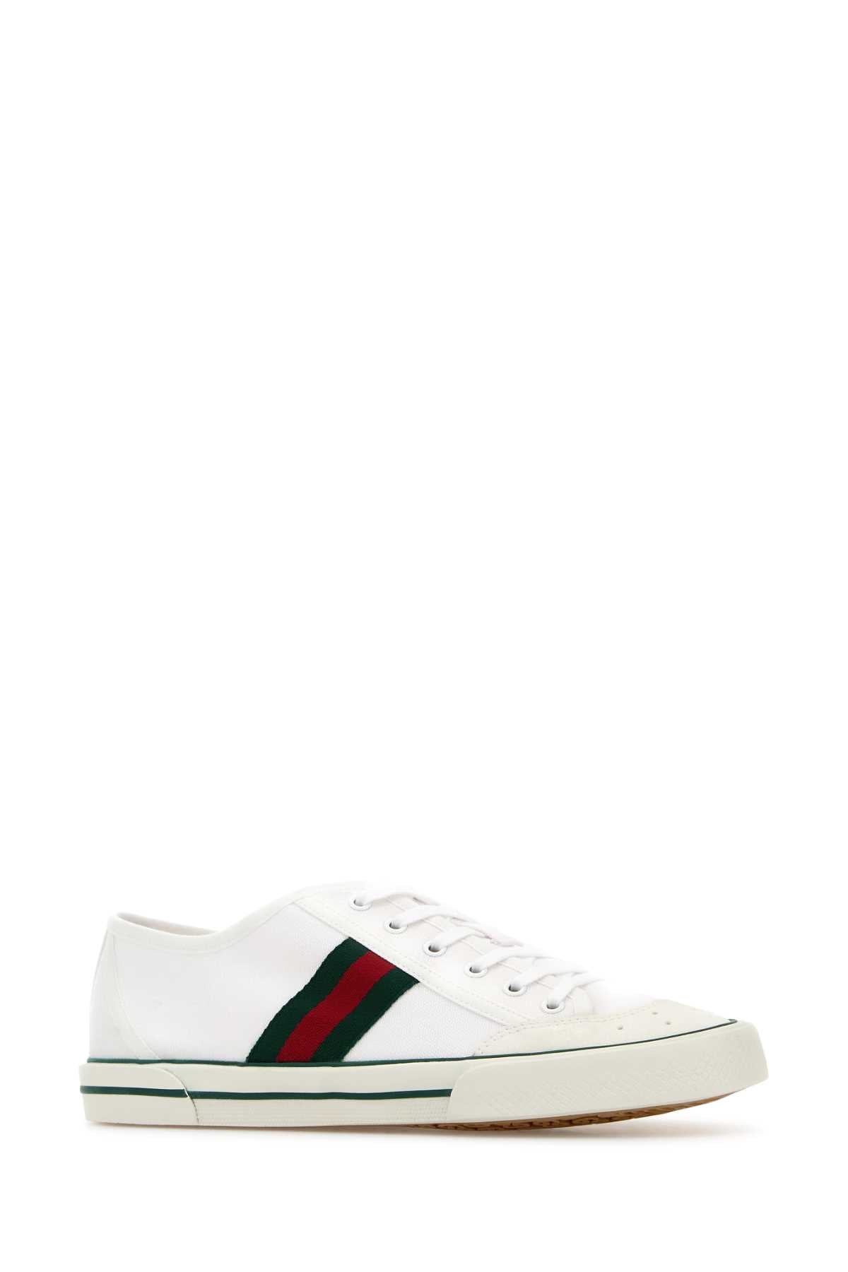Gucci Men White Fabric Gucci Tennis 1977 Sneakers GUCCI