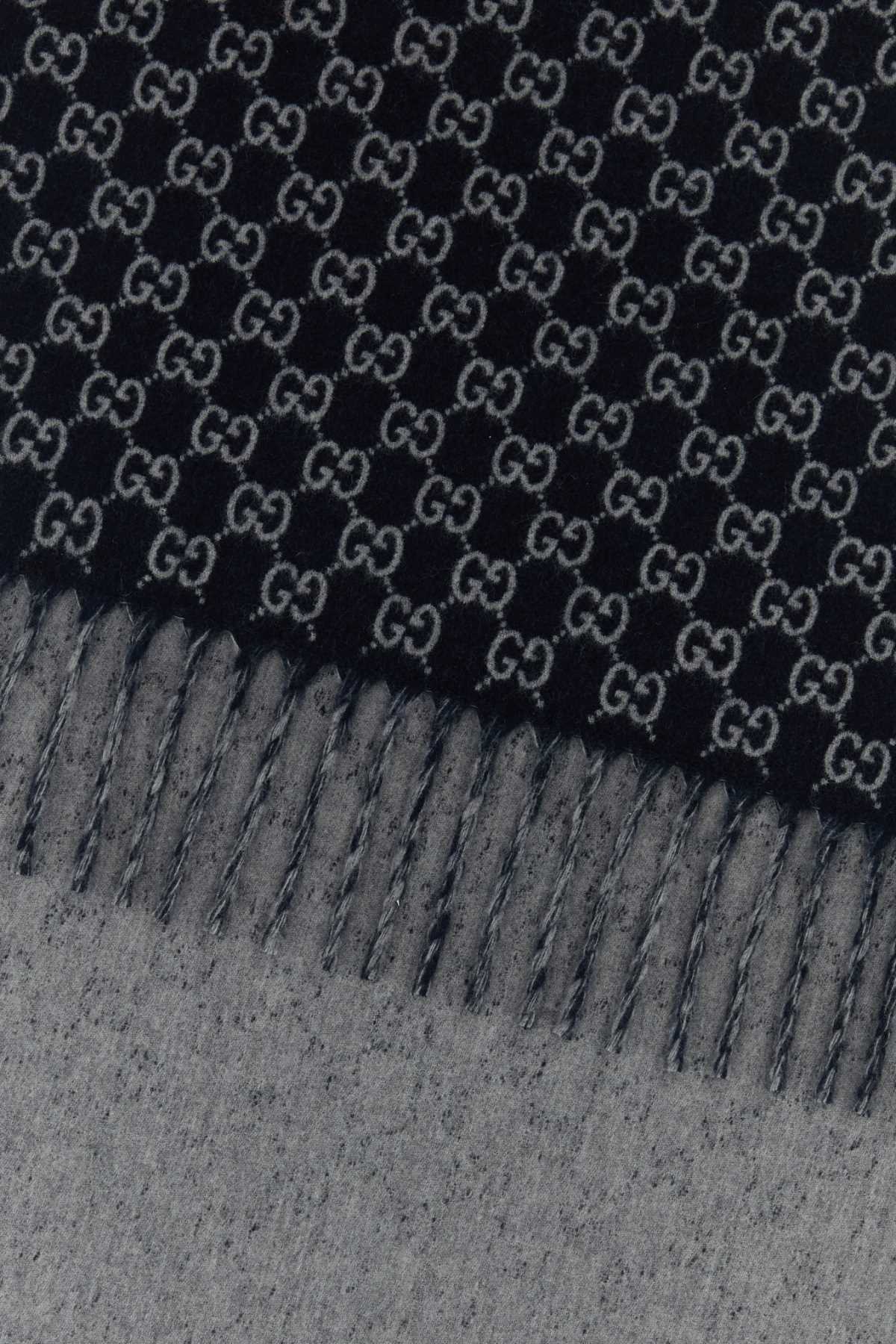 Gucci Men Embroidered Wool Blend Scarf GUCCI