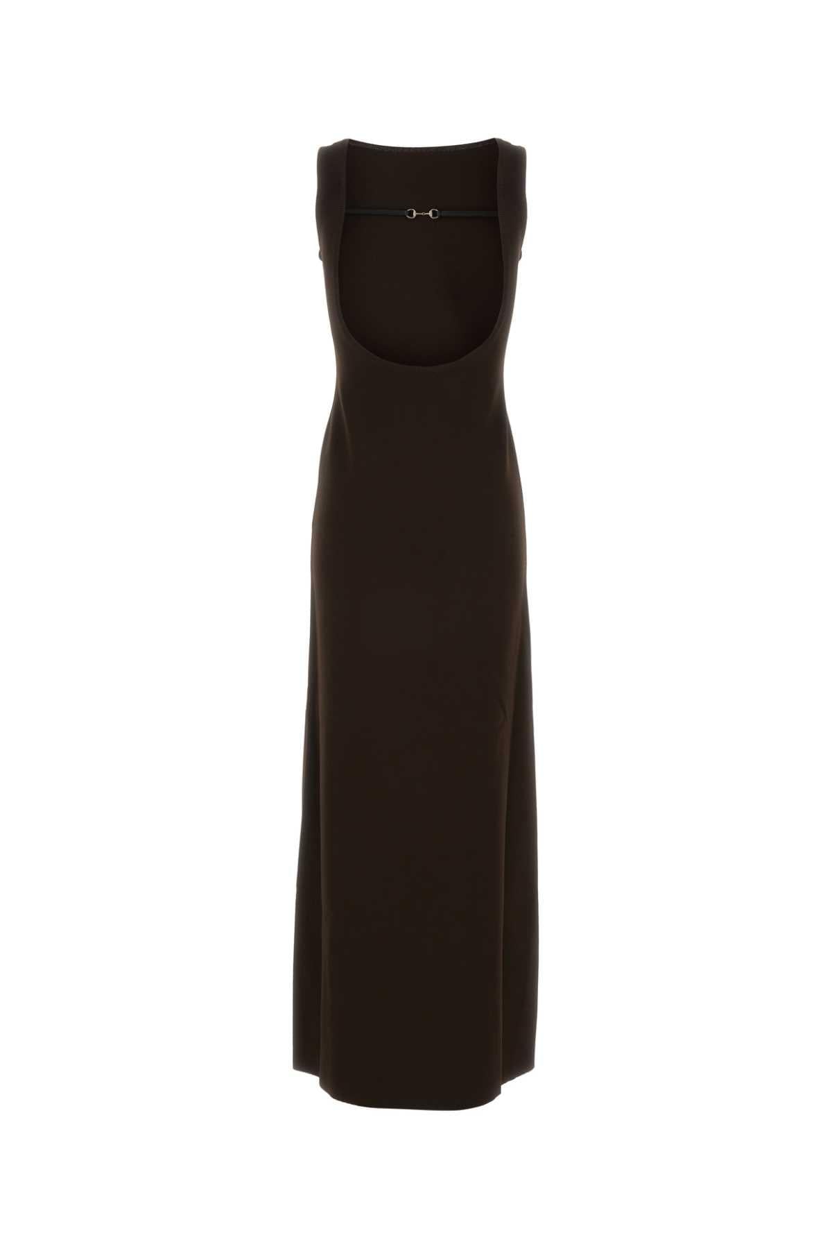 Gucci Women Chocolate Stretch Viscose Blend Dress GUCCI