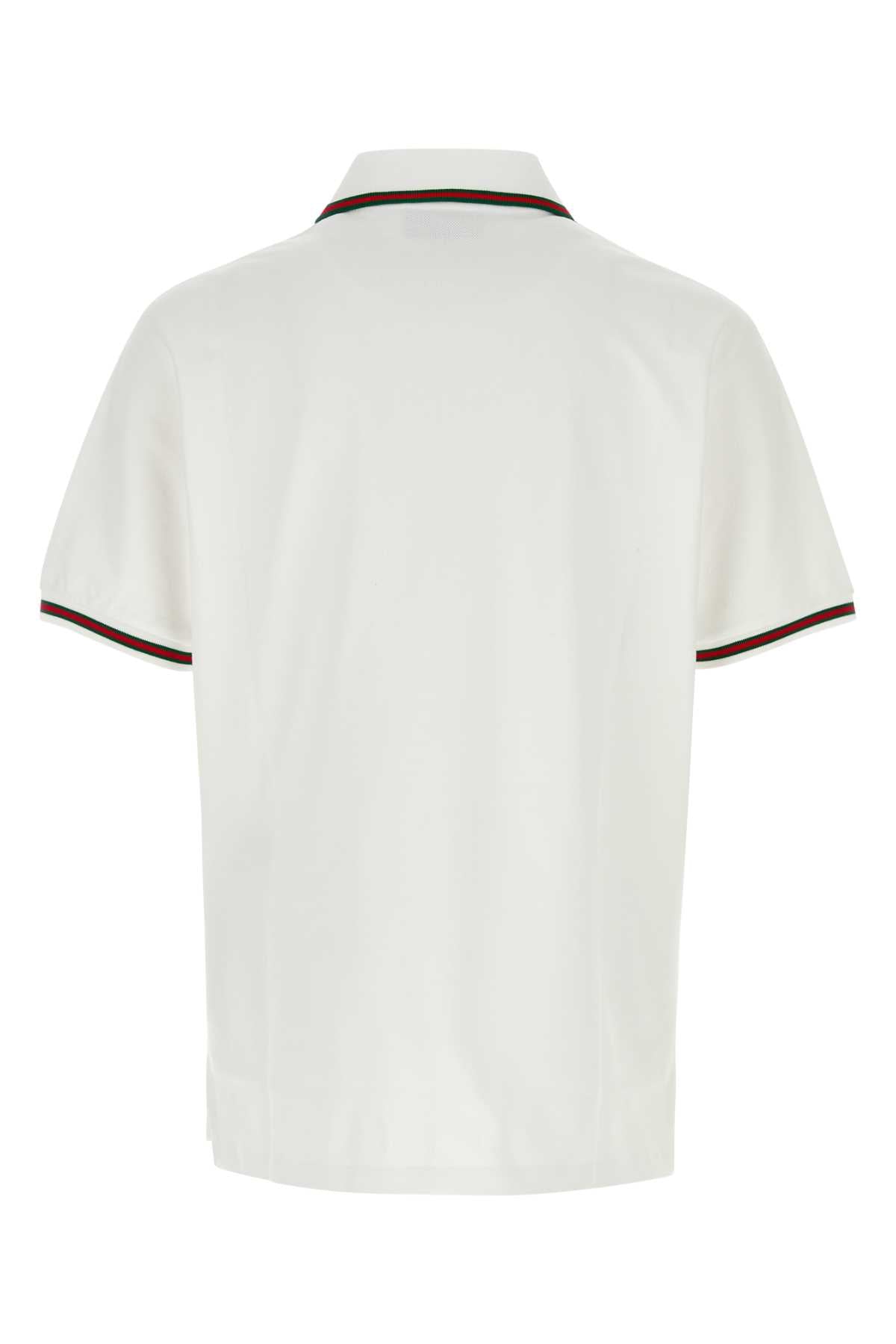 Gucci Men White Piquet Polo Shirt GUCCI