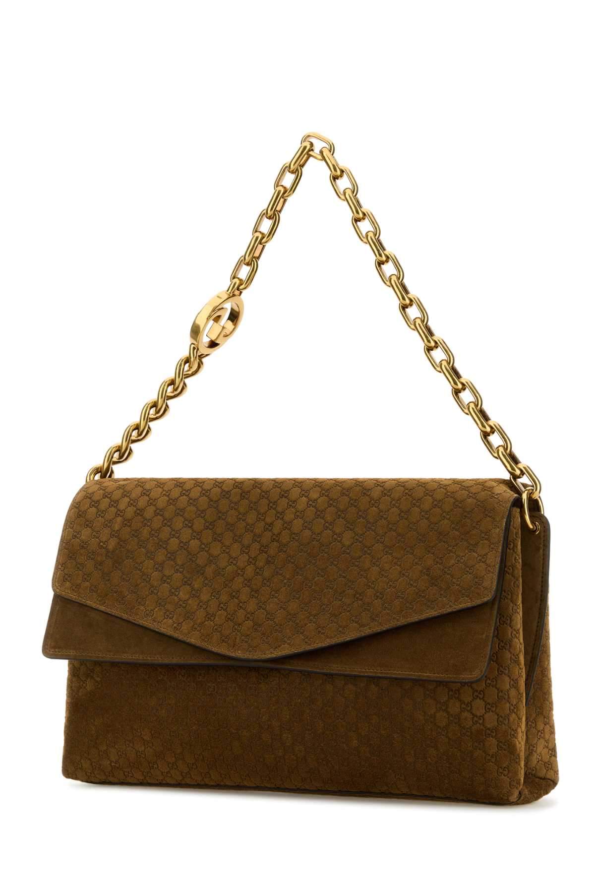Gucci Women Camel Suede Large Shoulder Bag GUCCI