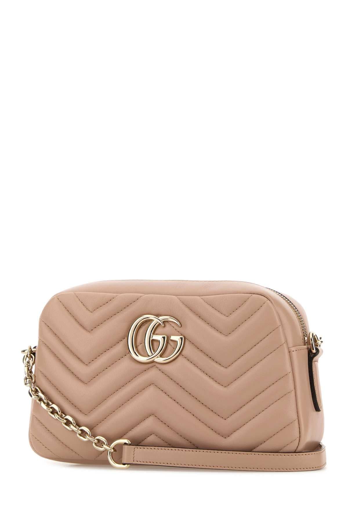 Gucci Women Pink Nappa Leather Gg Marmont Crossbody Bag GUCCI