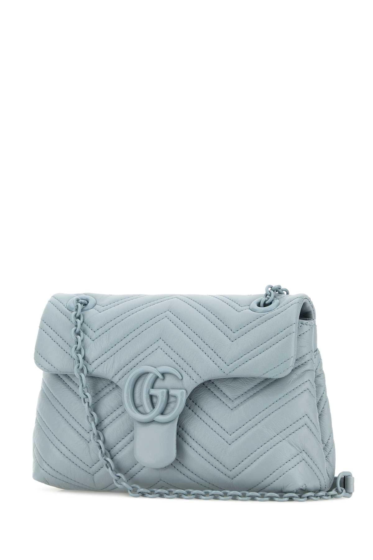 Gucci Women Light Blue Nappa Leather Small Gg Marmont Shoulder Bag GUCCI