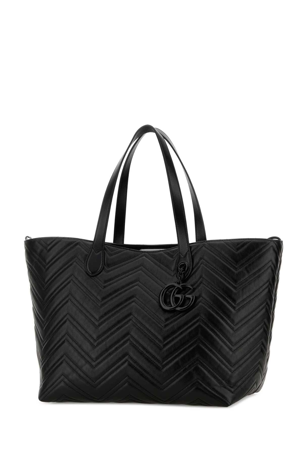 Gucci Women Black Leather Large Gg Marmont Shopping Bag GUCCI