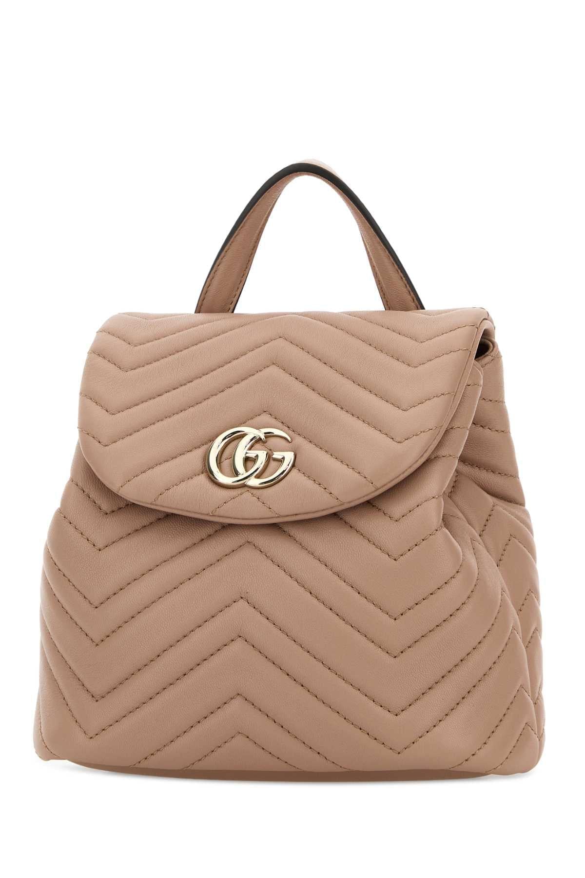 Gucci Women Pink Leather Mini Gg Marmont Backpack GUCCI