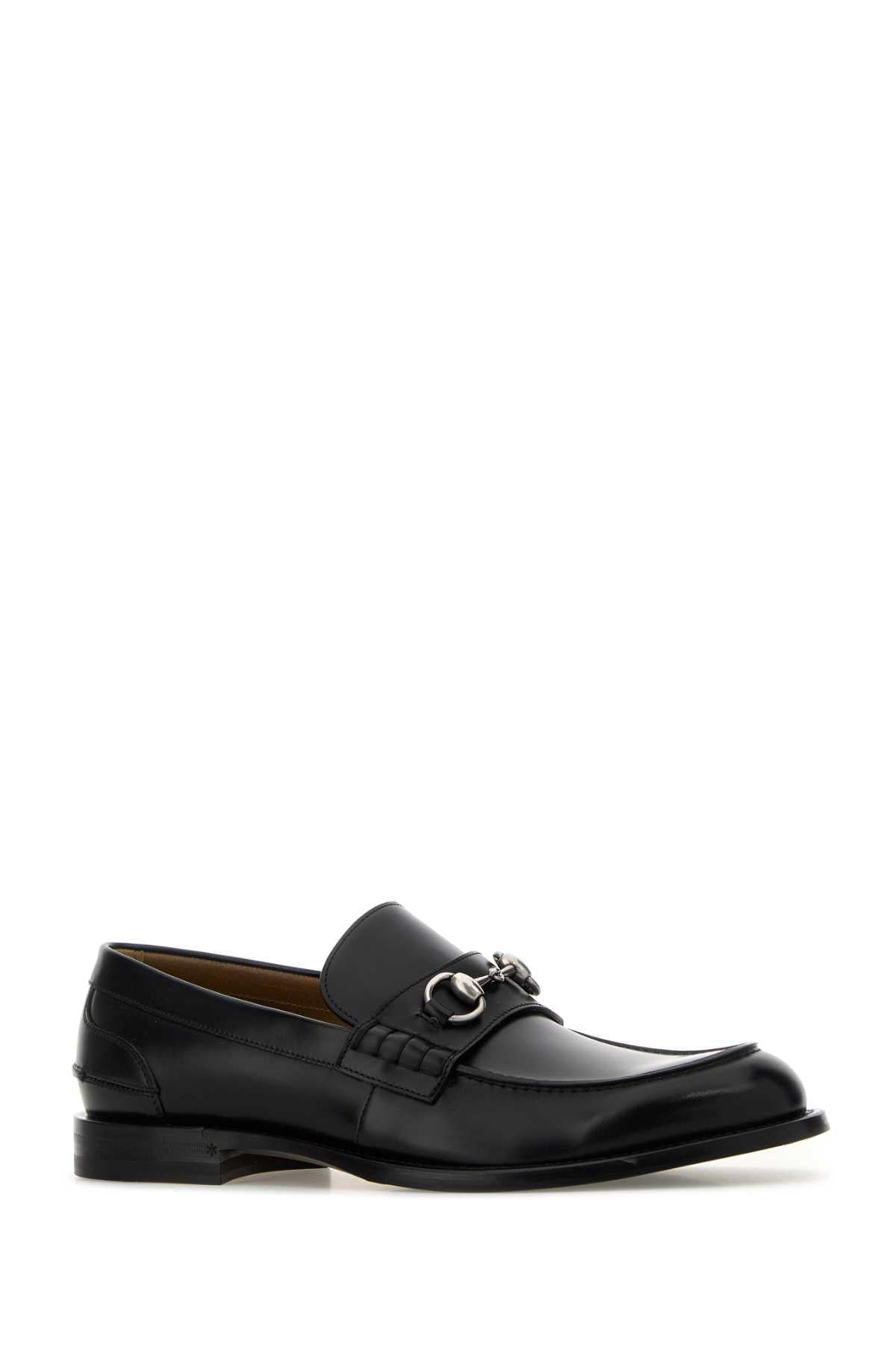 Gucci Men Black Leather Loafers GUCCI