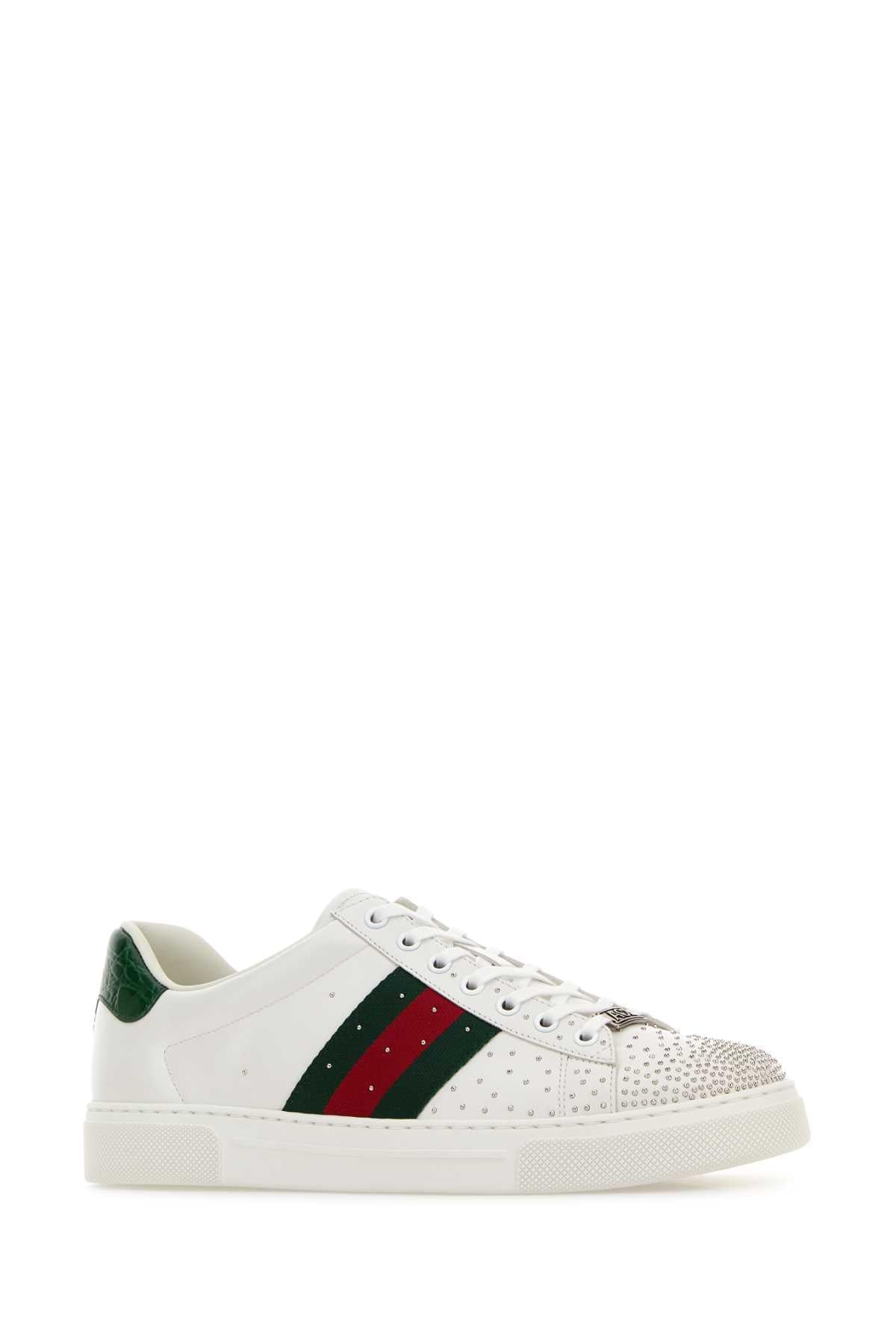 Gucci Men White Leather Gucci Ace Sneakers GUCCI