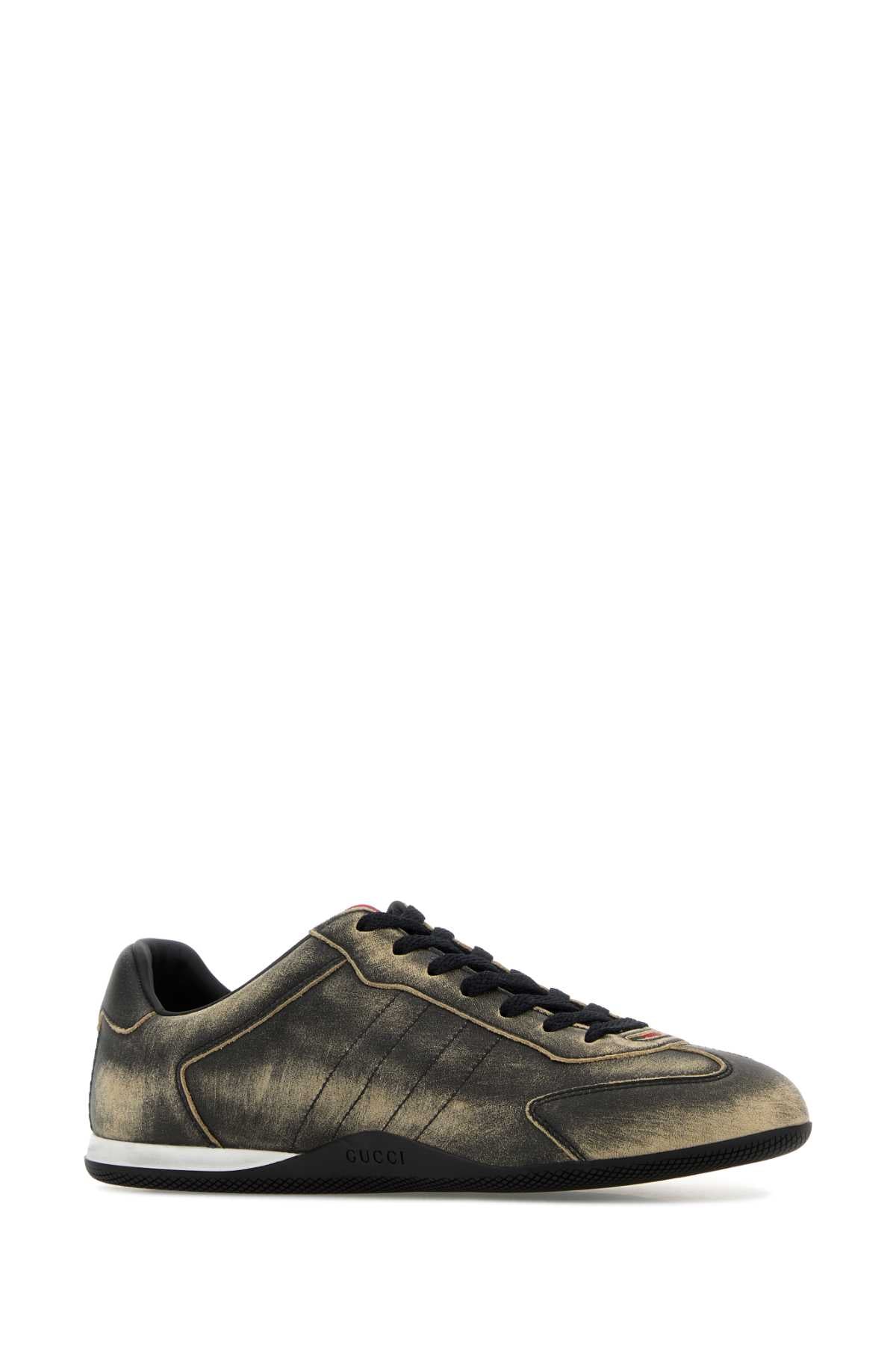 Gucci Women Black Leather Gucci Shift Sneakers GUCCI