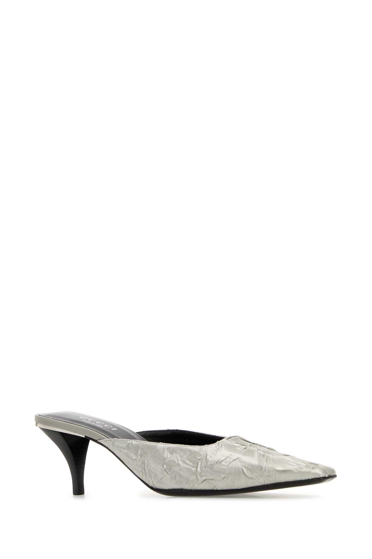 Gucci Women Silver Fabric Mules GUCCI
