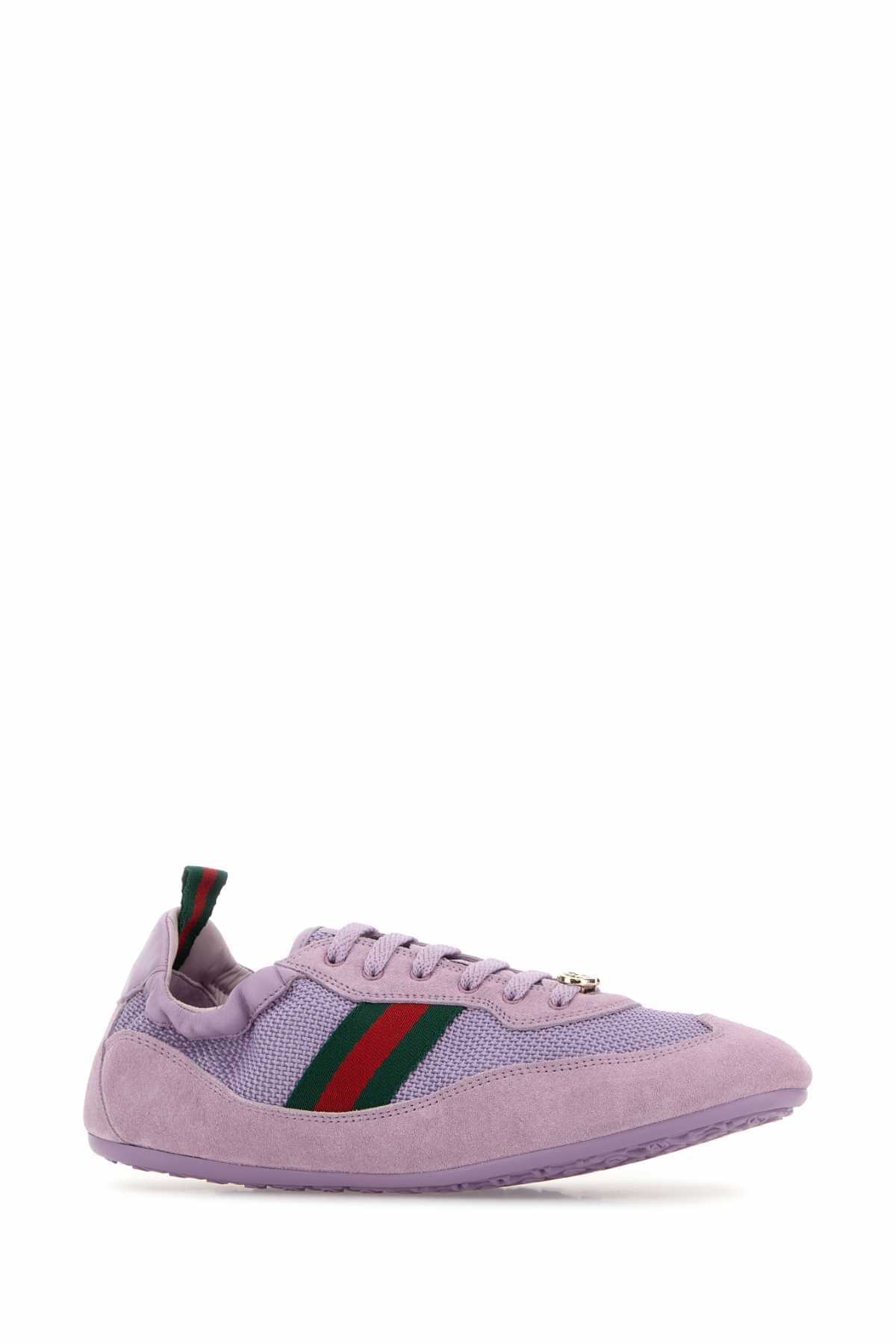 Gucci Women Lilac Fabric And Suede Gucci Shift Sneakers GUCCI