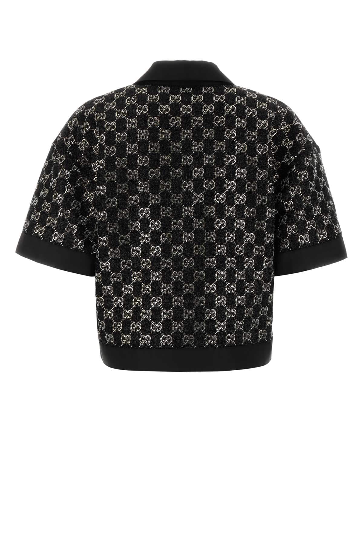 Gucci Women Black Boucle Polo Shirt GUCCI