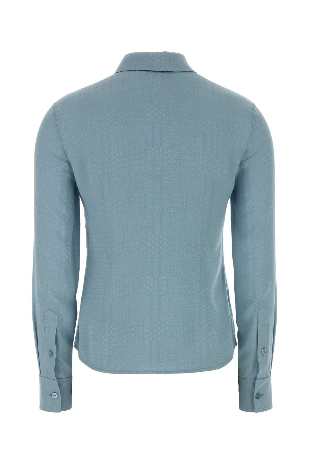 Gucci Women Light-Blue Silk Shirt GUCCI