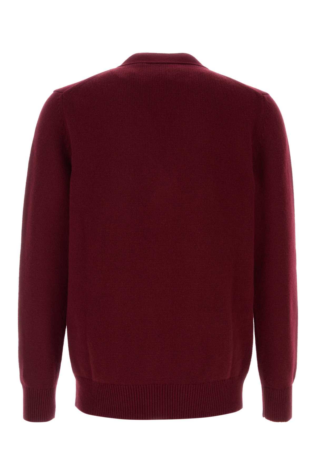 Gucci Men Burgundy Wool Blend Cardigan