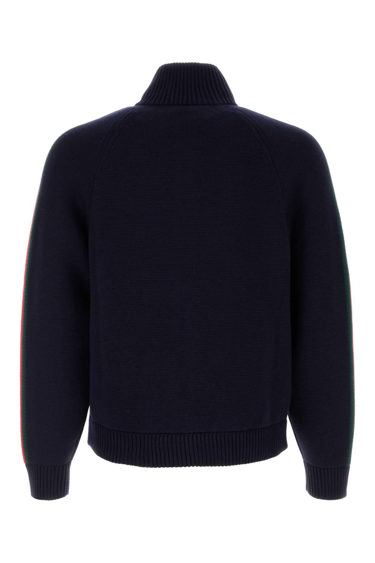 Gucci Men Dark Blue Wool Cardigan GUCCI