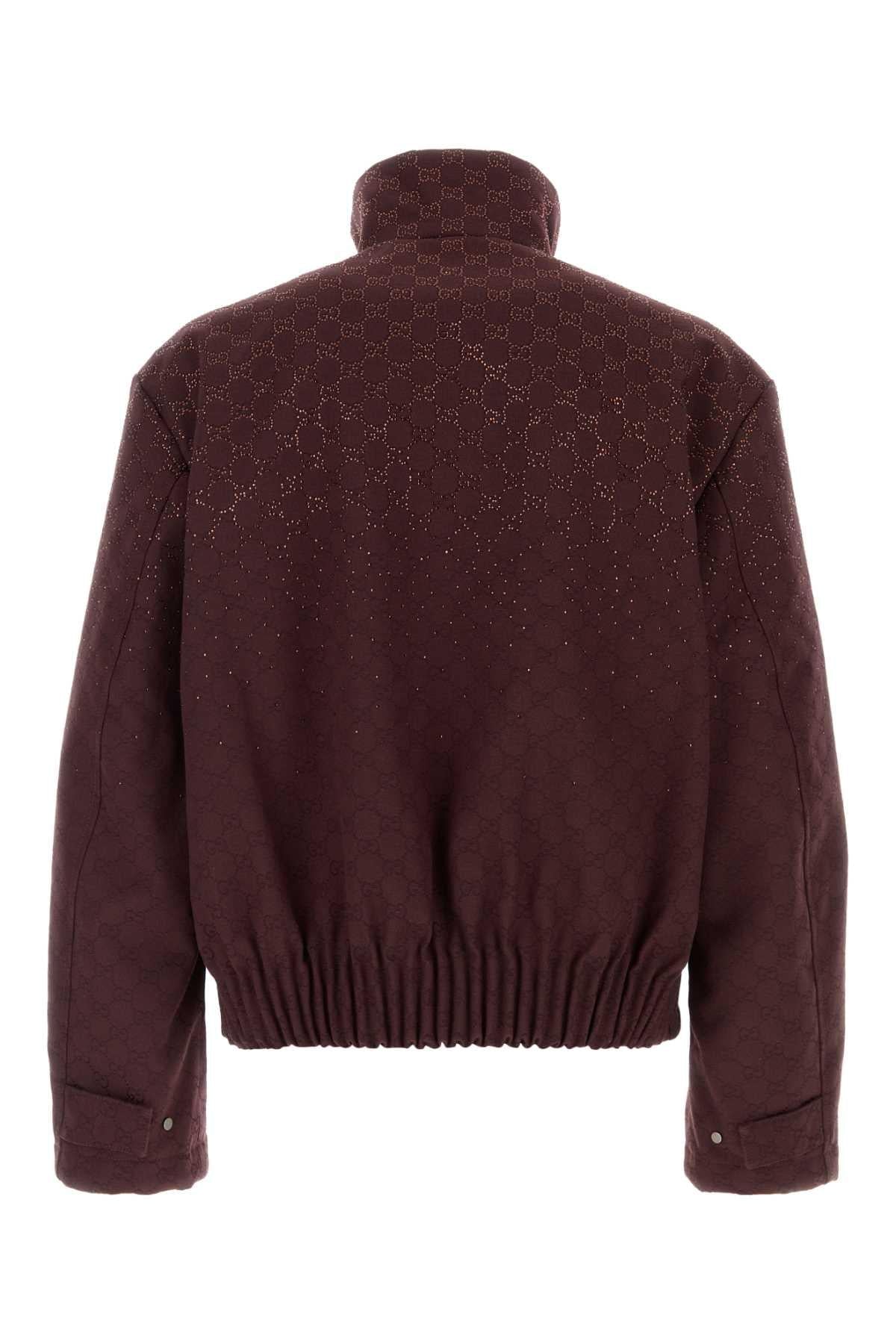 Gucci Men Burgundy Gg Fabric Padded Jacket GUCCI