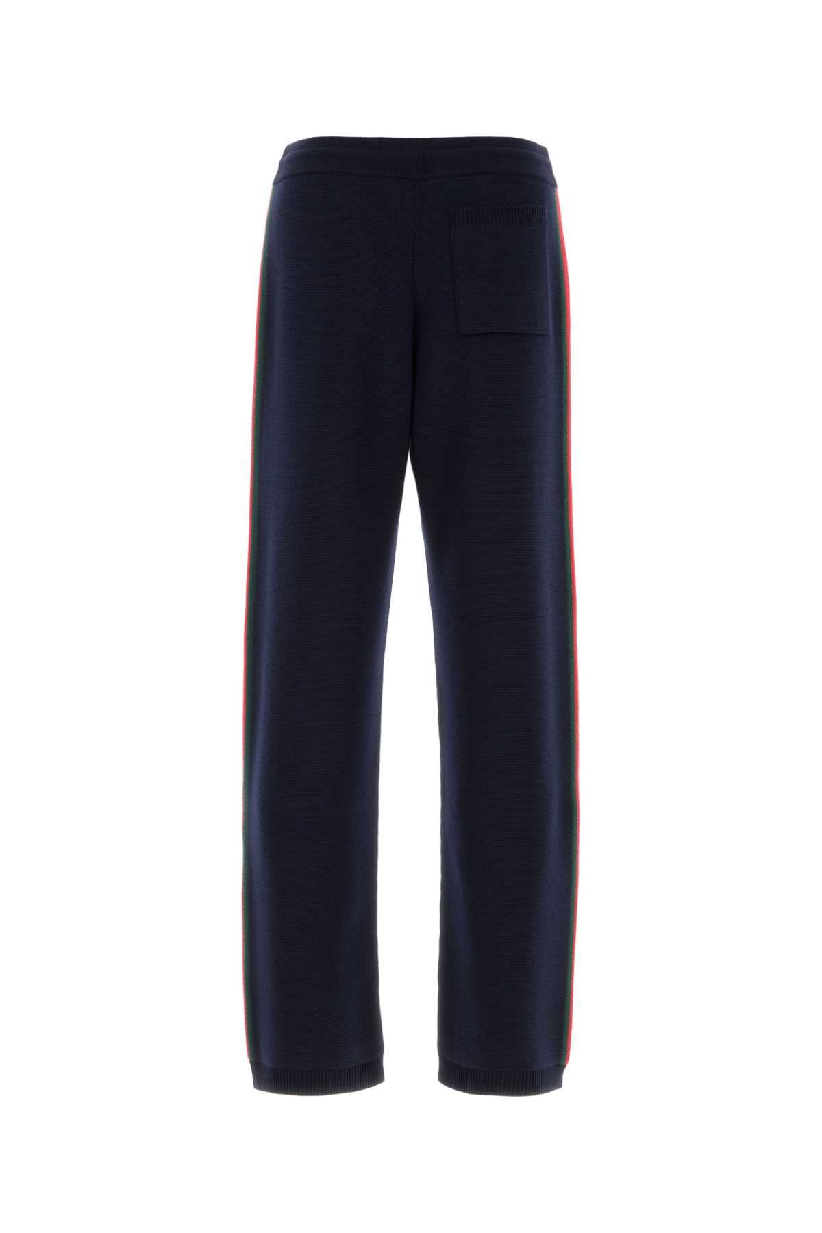 Gucci Men Midnight Blue Stretch Wool Joggers GUCCI