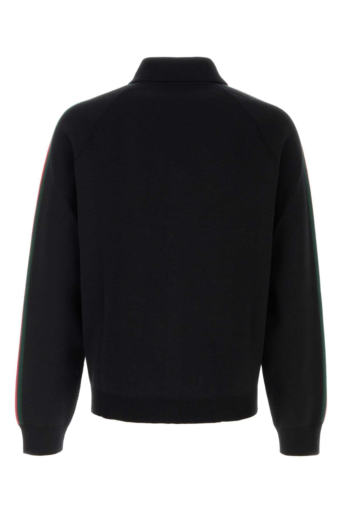 Gucci Men Black Wool Blend Cardigan GUCCI