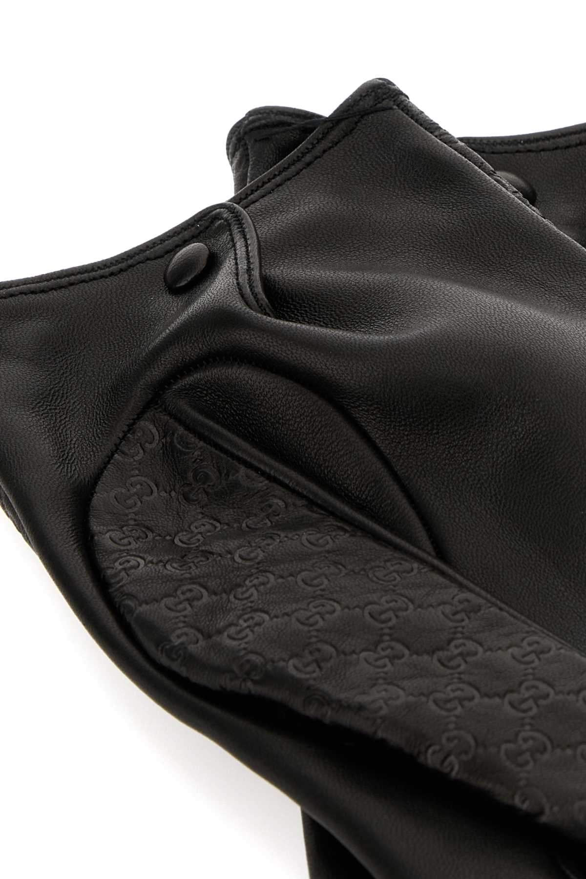 Gucci Men Dark Brown Nappa Leather Gloves GUCCI
