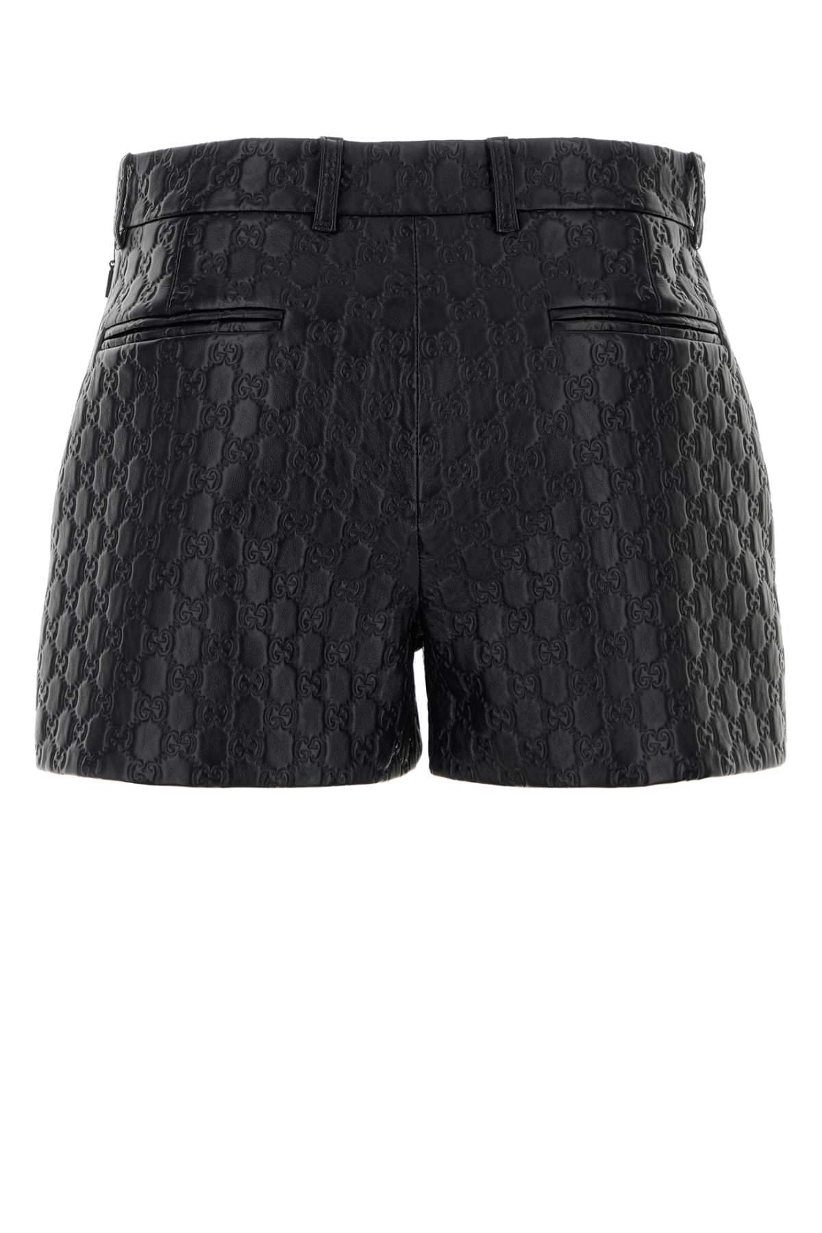 Gucci Women Black Leather Shorts GUCCI
