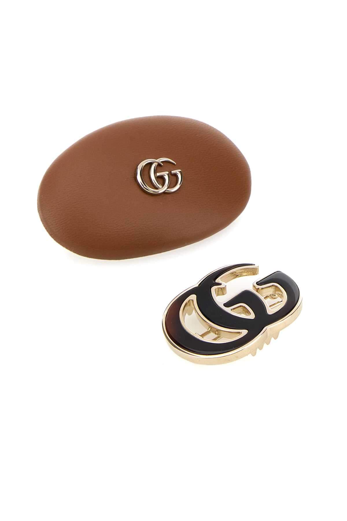 Gucci Women Multicolor Leather And Metal Hair Clips Set GUCCI