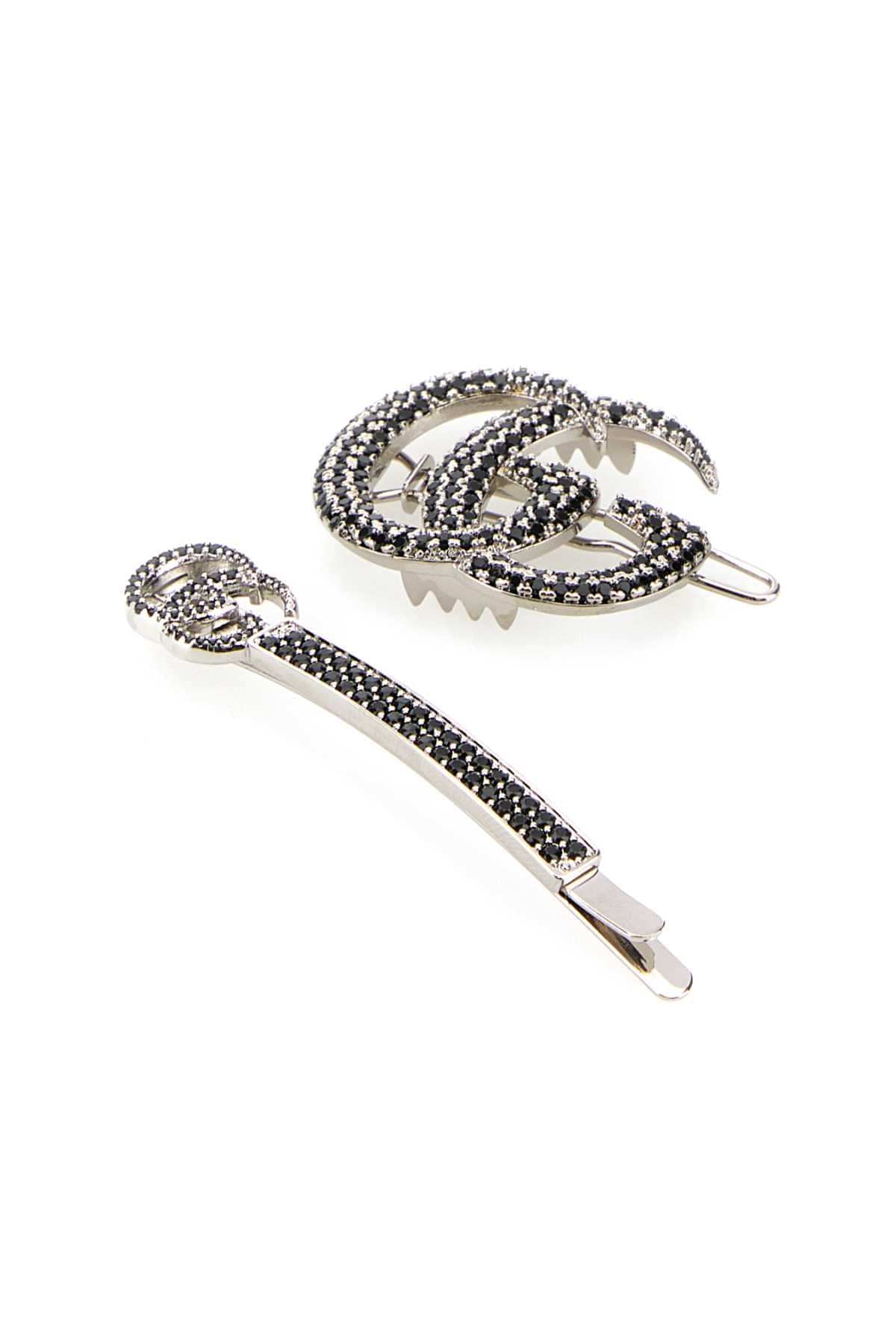 Gucci Women Silver Metal Hair Clips Set GUCCI