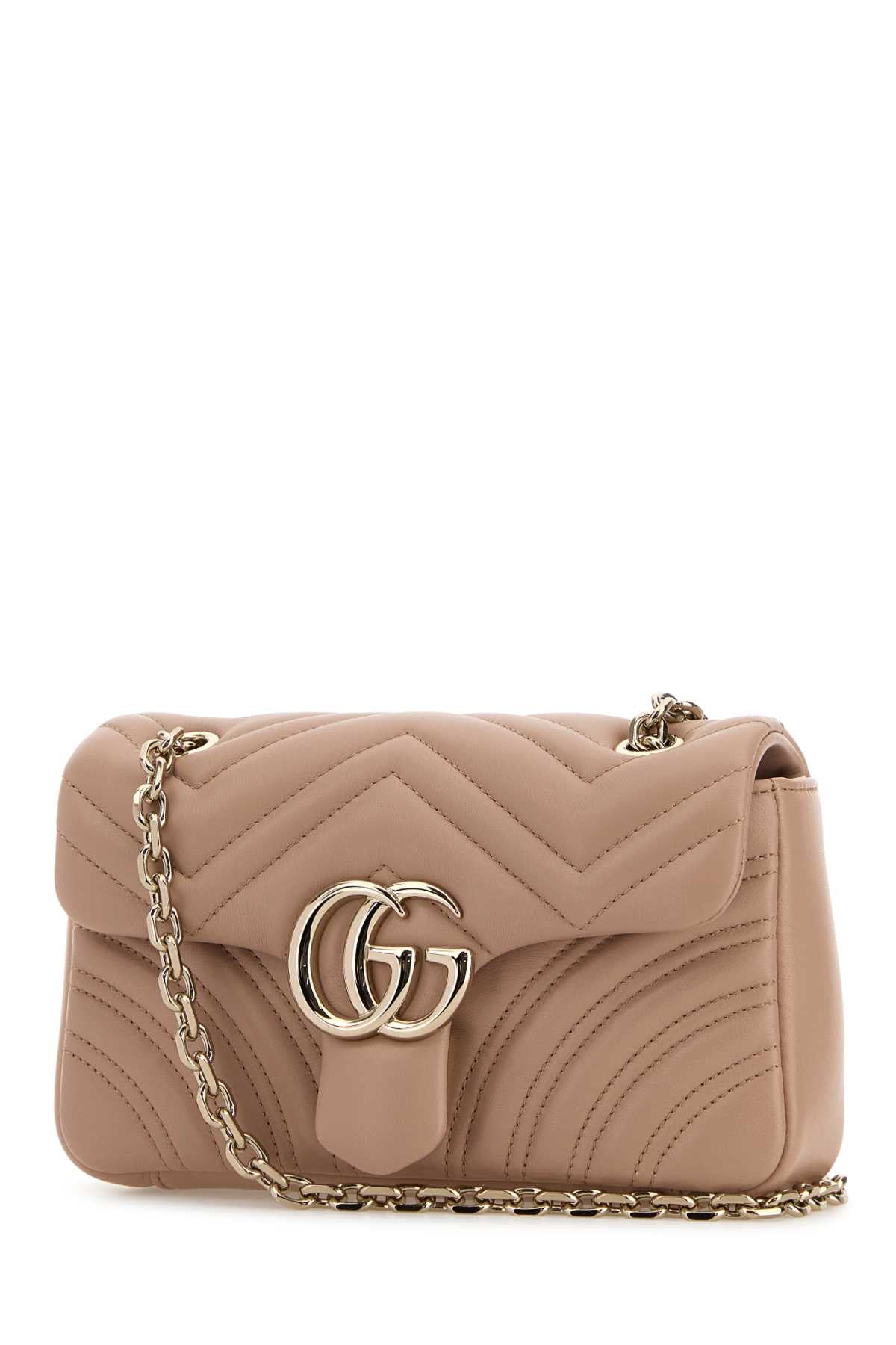 Gucci Women Powder Pink Nappa Leather Small Gg Marmont Shoulder Bag GUCCI