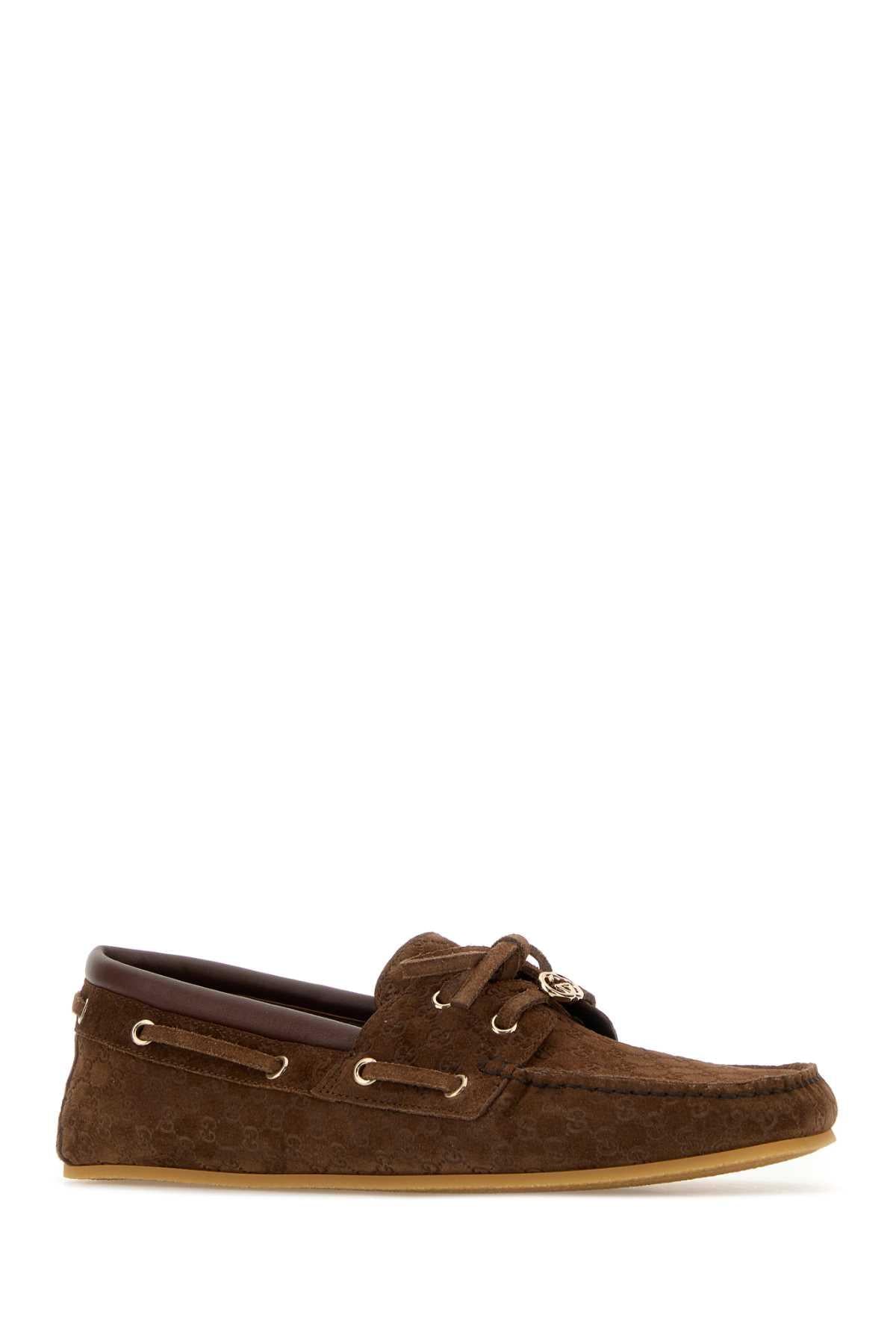 Gucci Women Brown Suede Loafers GUCCI