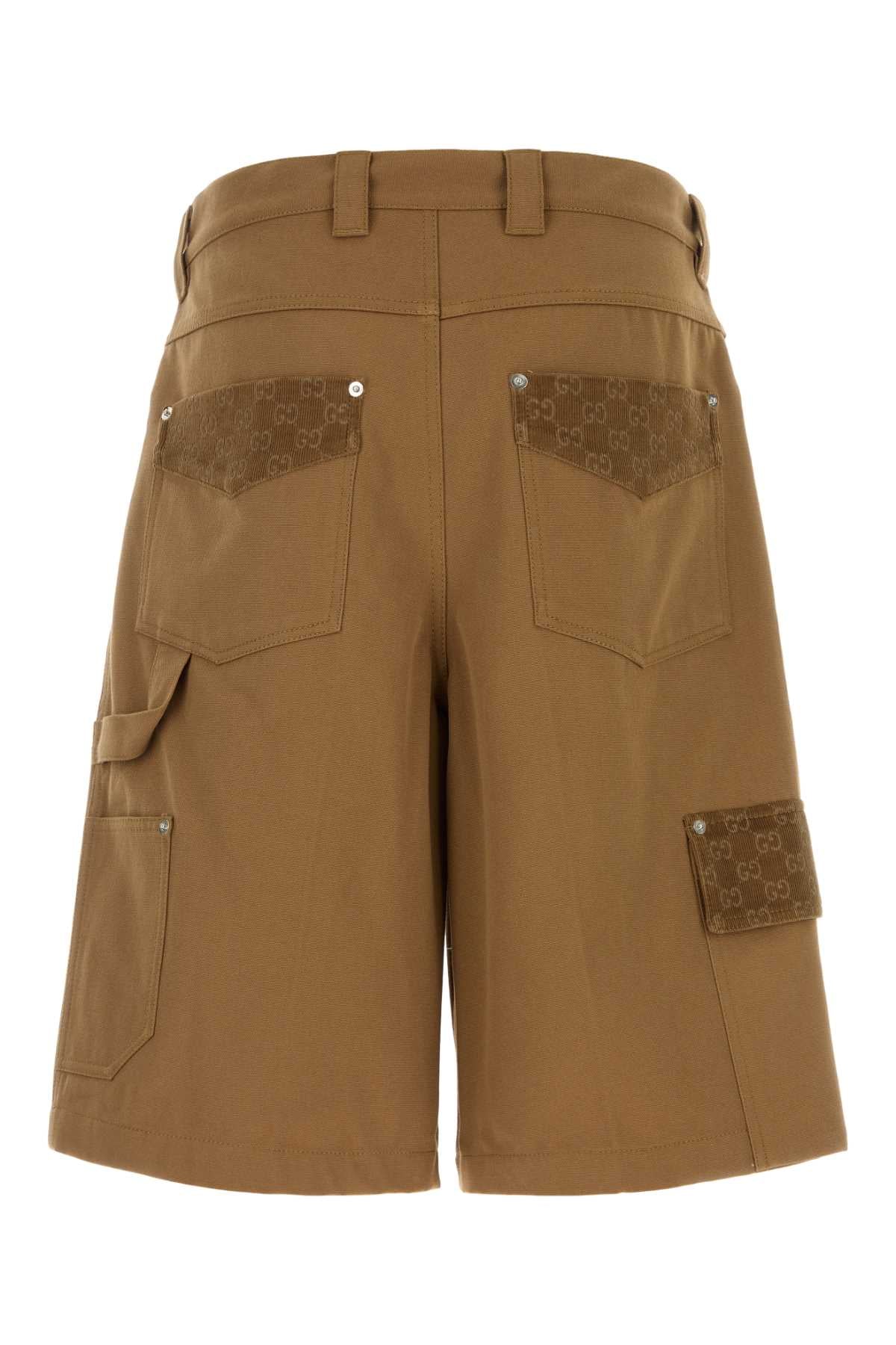 Gucci Men Caramel Cotton Bermuda Shorts GUCCI
