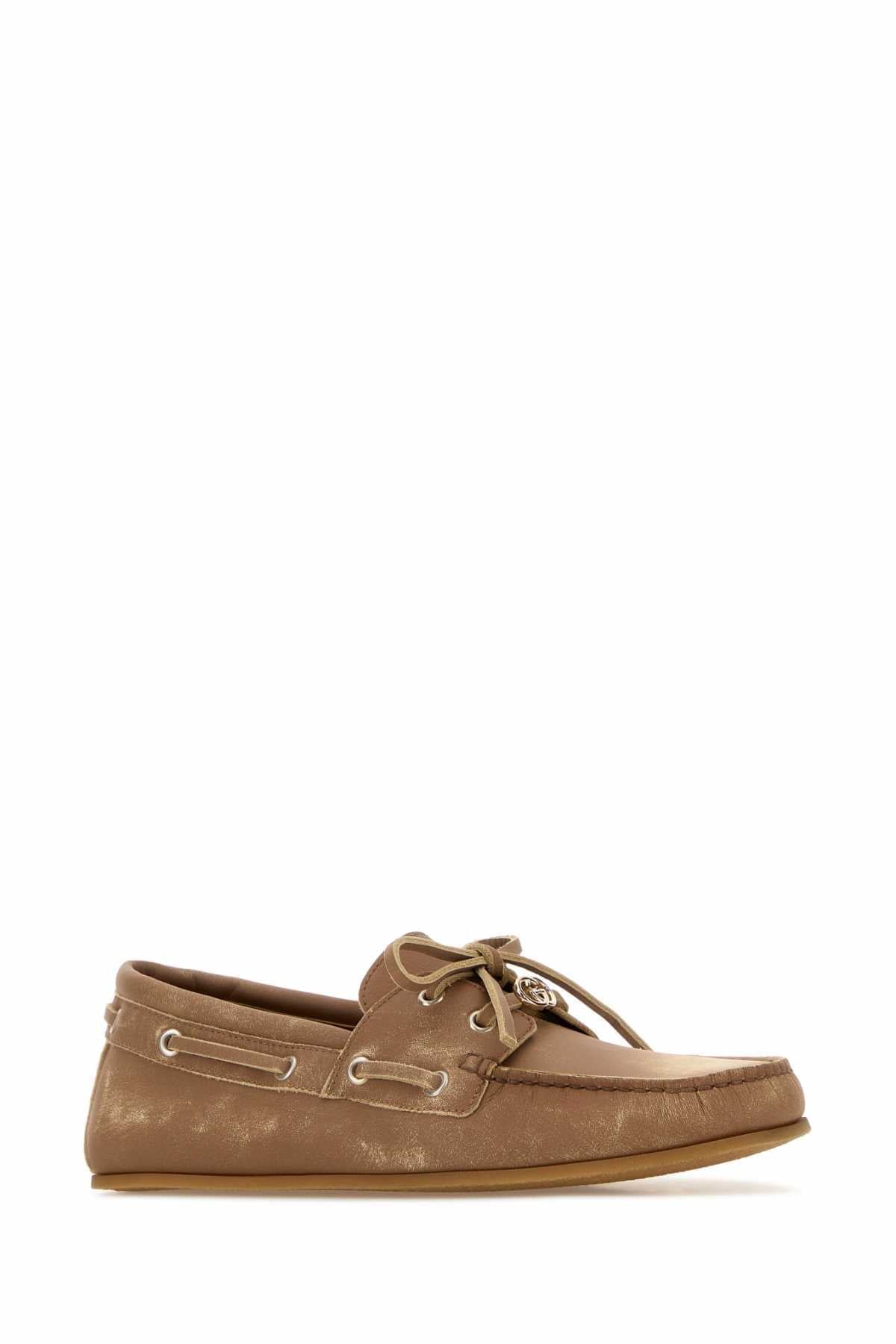 Gucci Women Camel Leather Loafers GUCCI