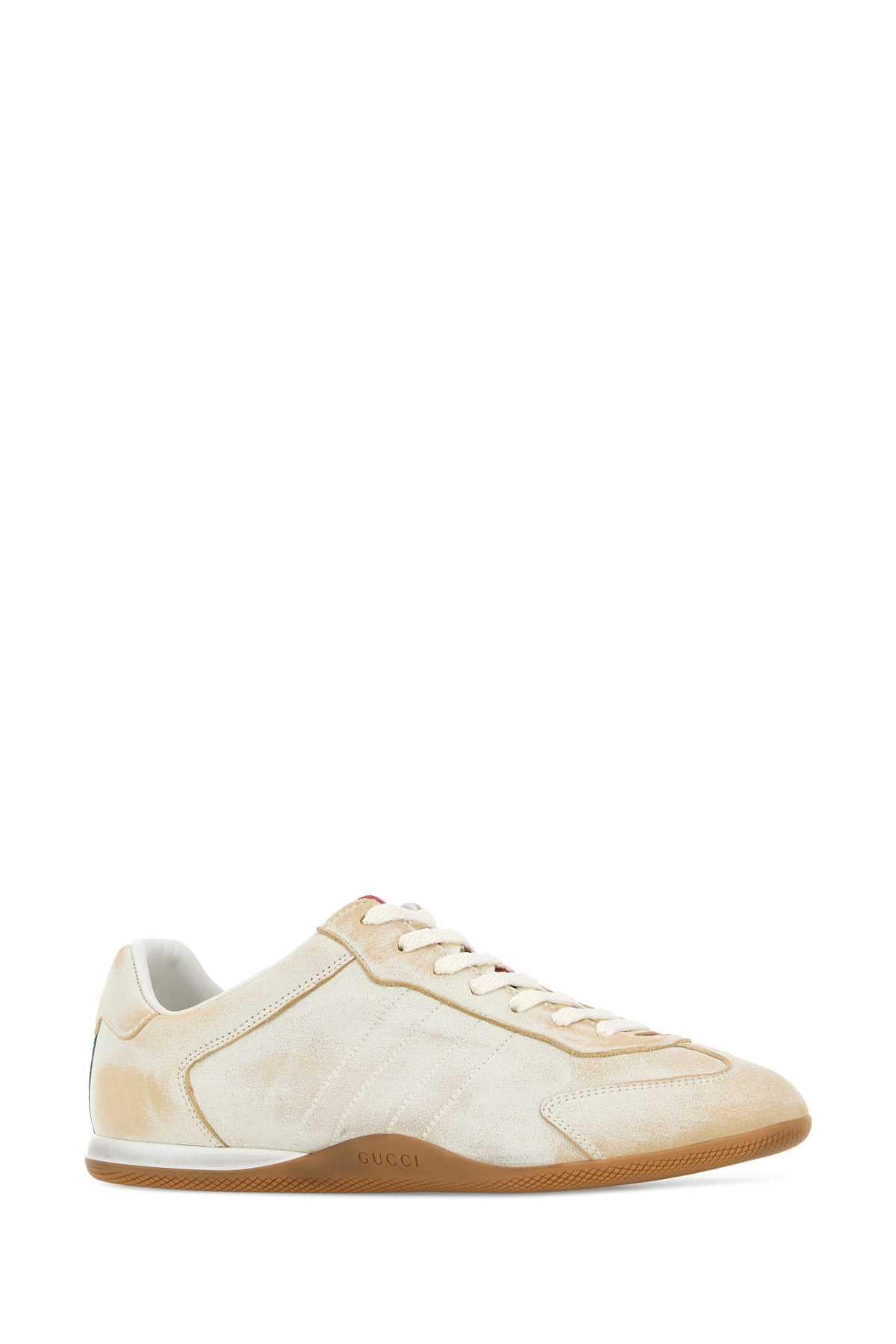 Gucci Women Ivory Leather Gucci Shift Sneakers GUCCI