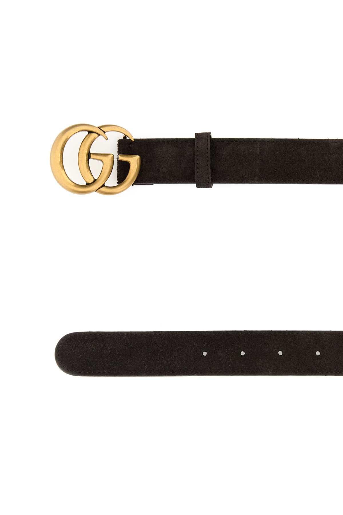 Gucci Men Dark Brown Suede Belt GUCCI
