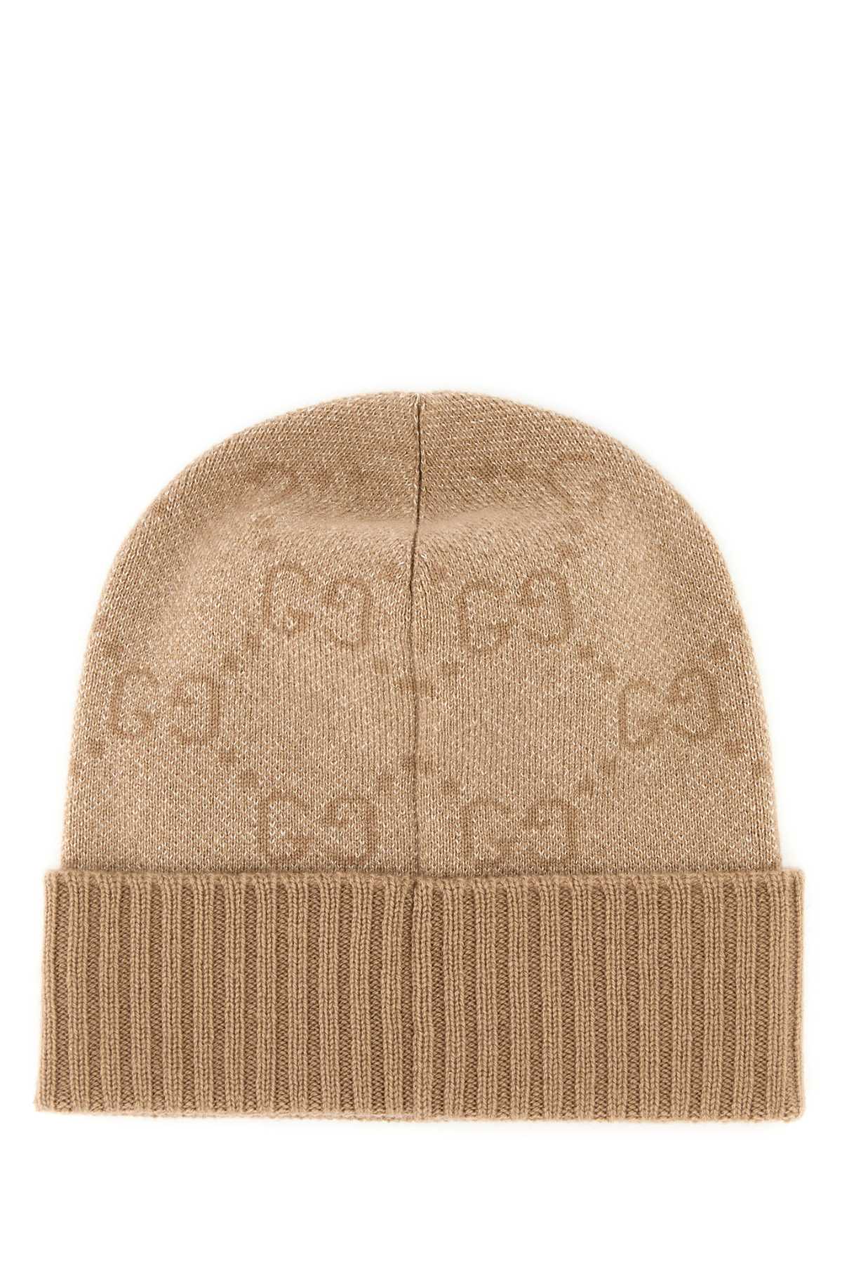 Gucci Women Beige Cashmere Blend Beanie Hat GUCCI