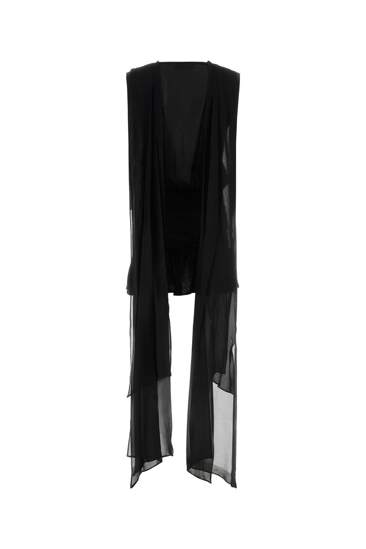 Blumarine Women Black Georgette Mini Dress BLUMARINE