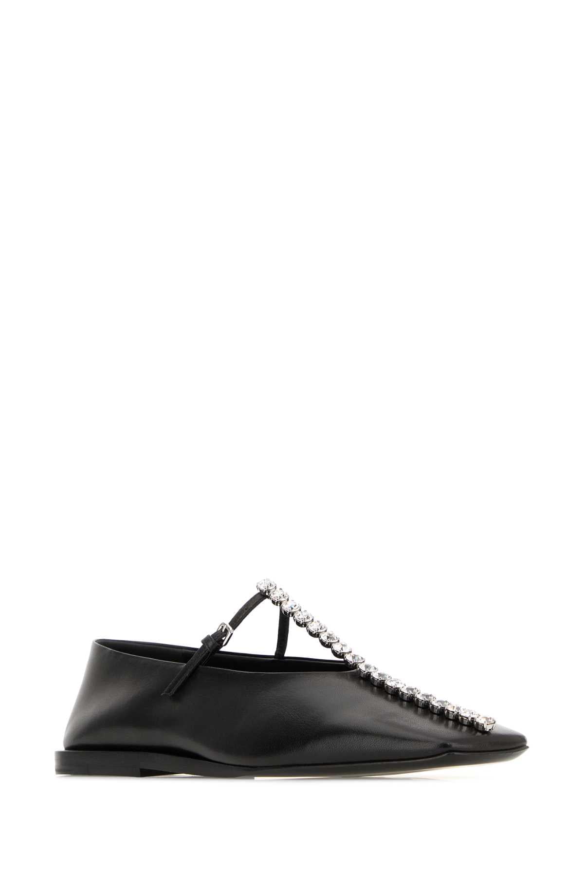 Jil Sander Women Black Leather Ballerinas JIL SANDER