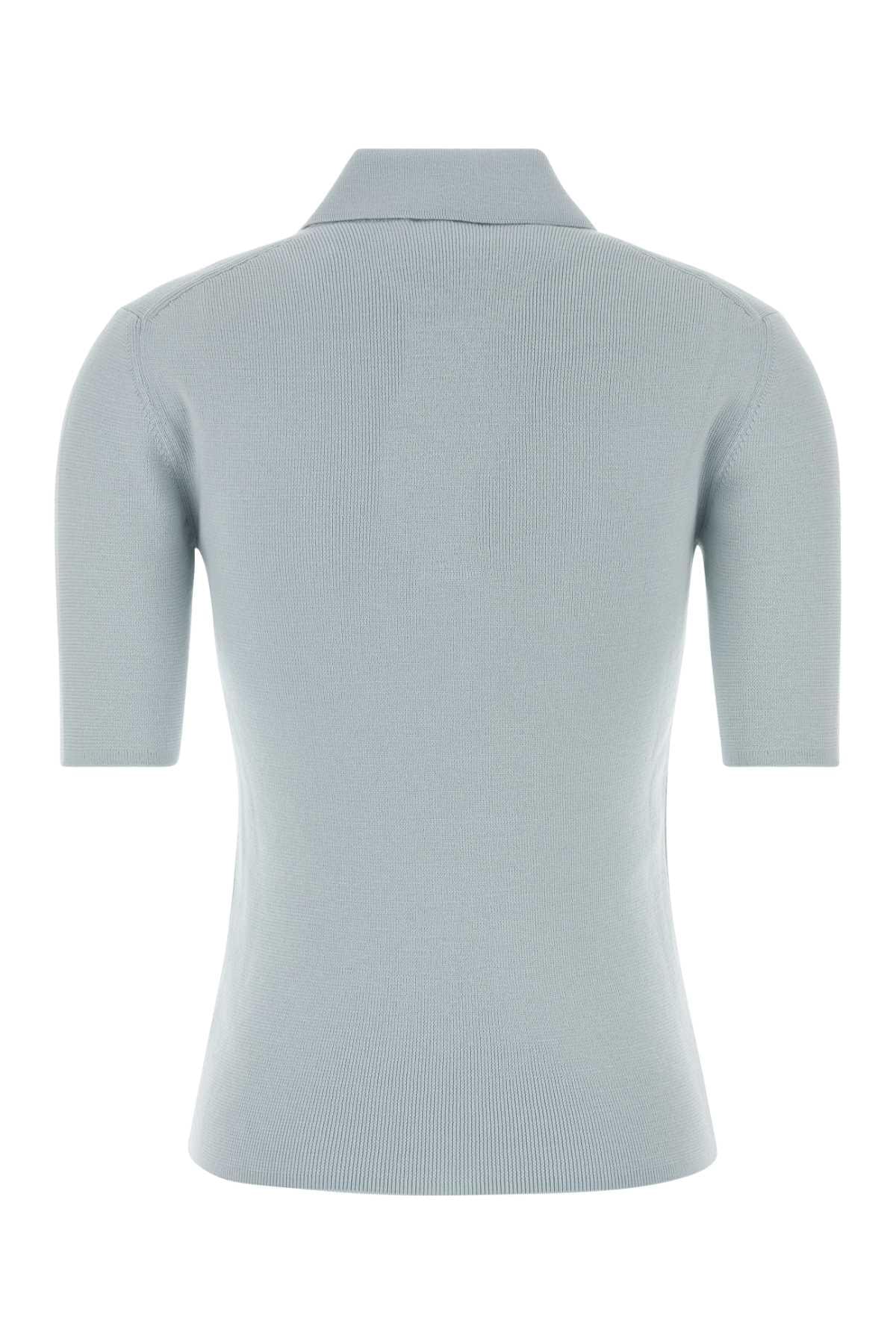 Jil Sander Women Pastel Light-Blue Wool Polo Shirt JIL SANDER