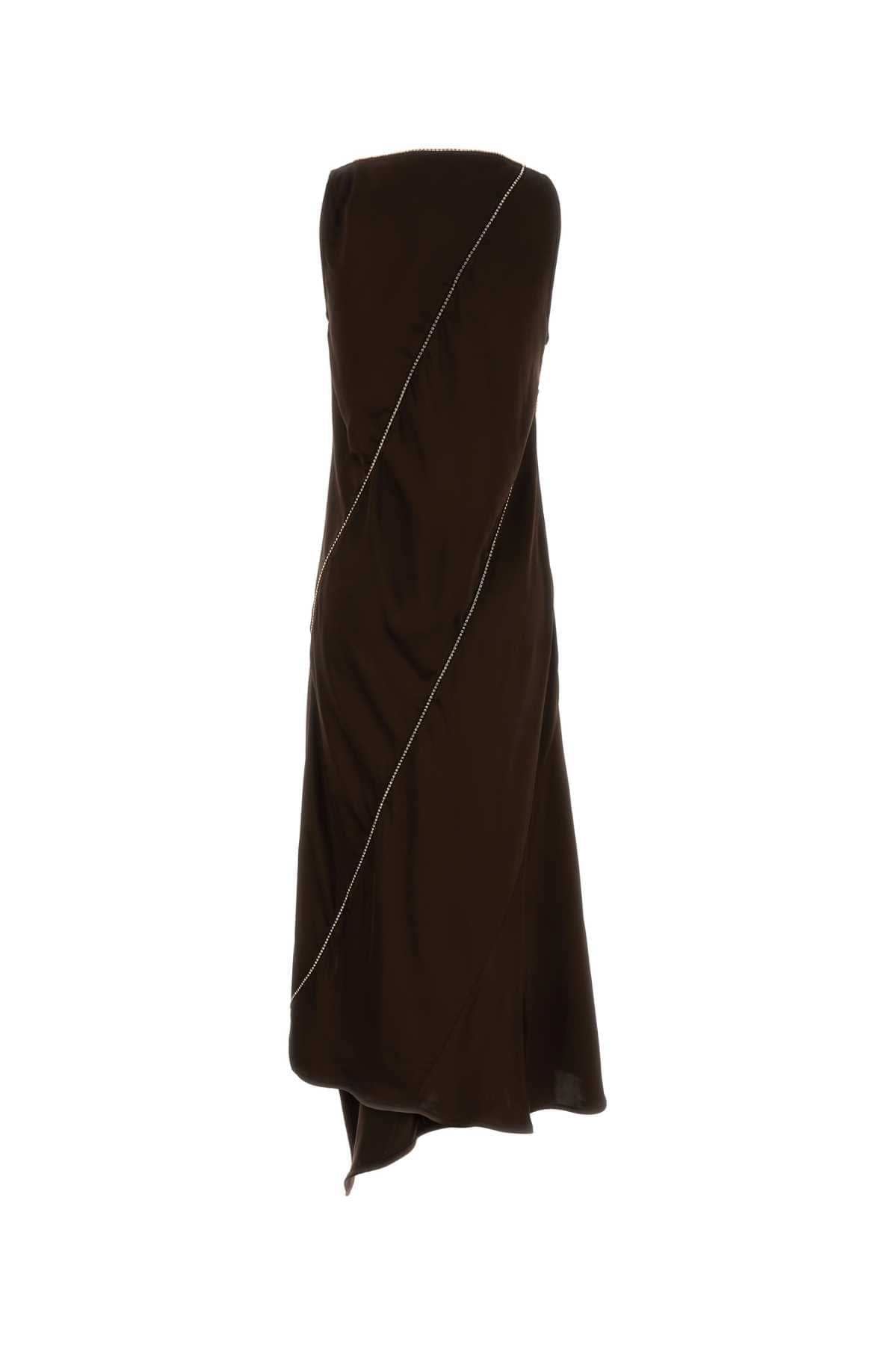 Jil Sander Women Chocolate Satin Dress JIL SANDER