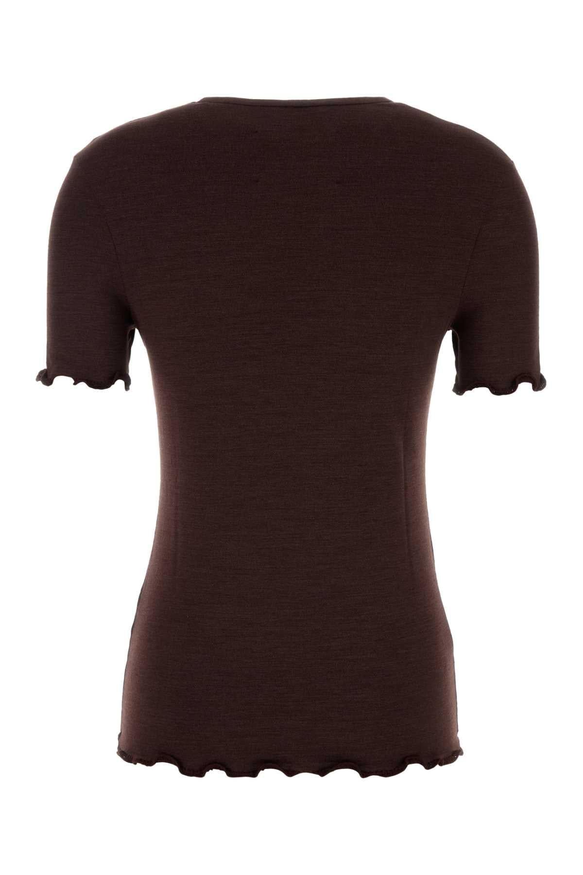 Jil Sander Women Aubergine Stretch Silk Blend T-Shirt JIL SANDER