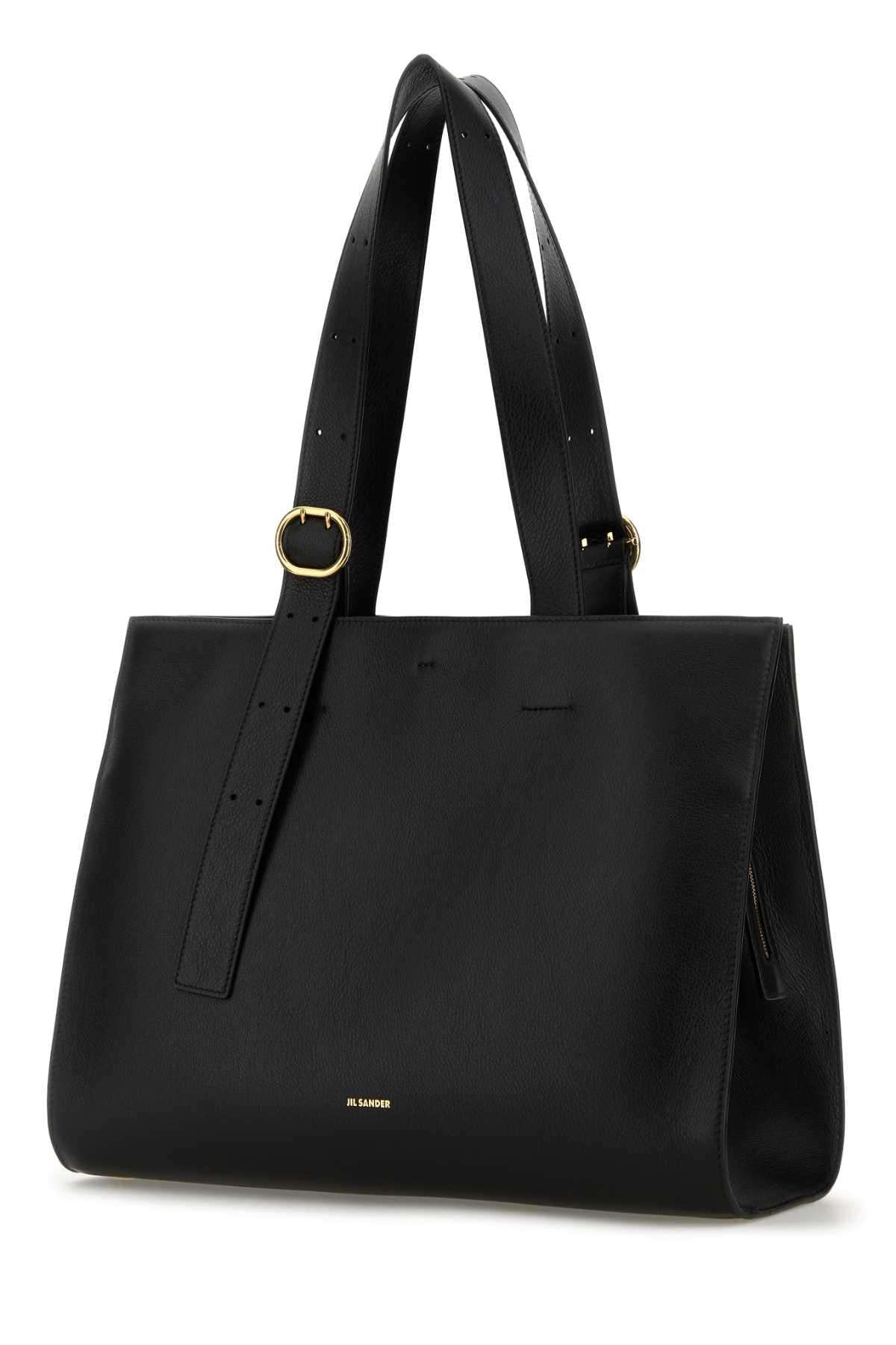 Jil Sander Women Black Leather Shopping Bag JIL SANDER