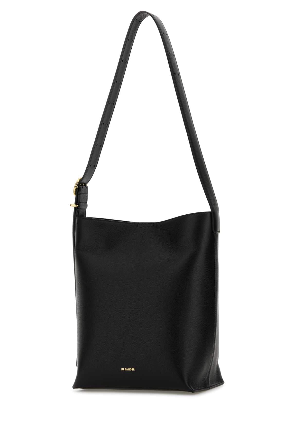 Jil Sander Women Black Leather Cannolo Shoulder Bag JIL SANDER
