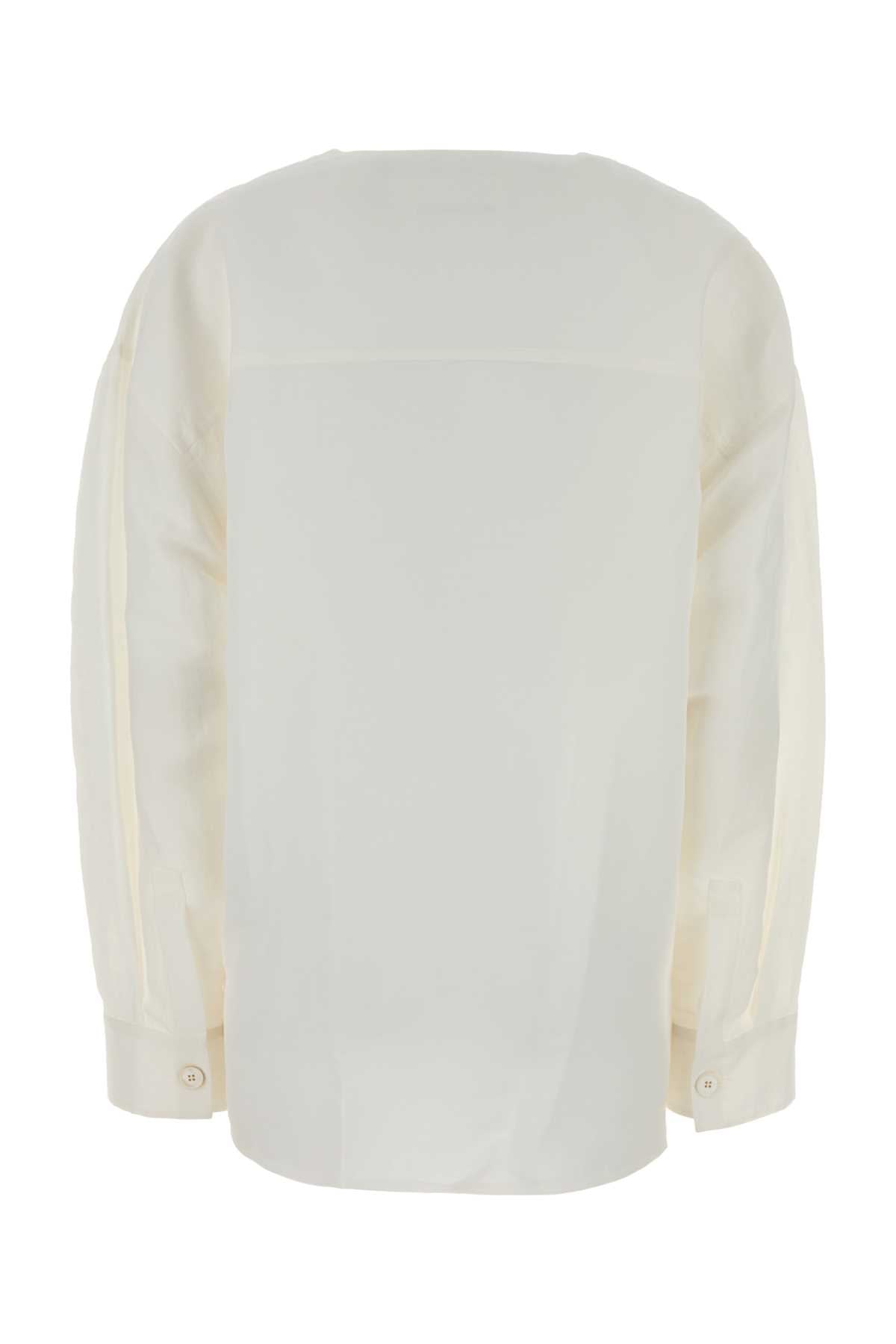 Jil Sander Women White Linen Blend Oversize Shirt JIL SANDER