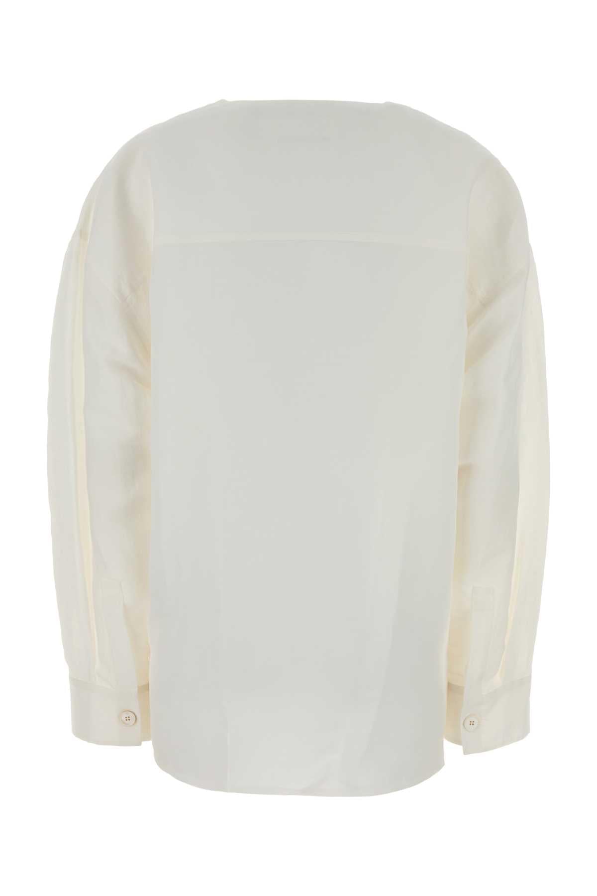 Jil Sander Women White Linen Blend Oversize Shirt JIL SANDER