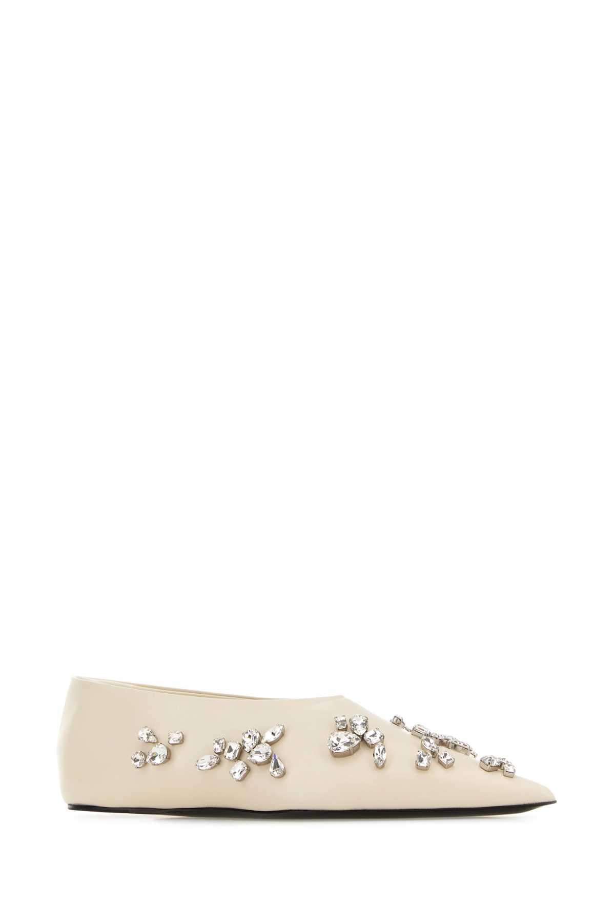Jil Sander Women Ivory Leather Ballerinas JIL SANDER