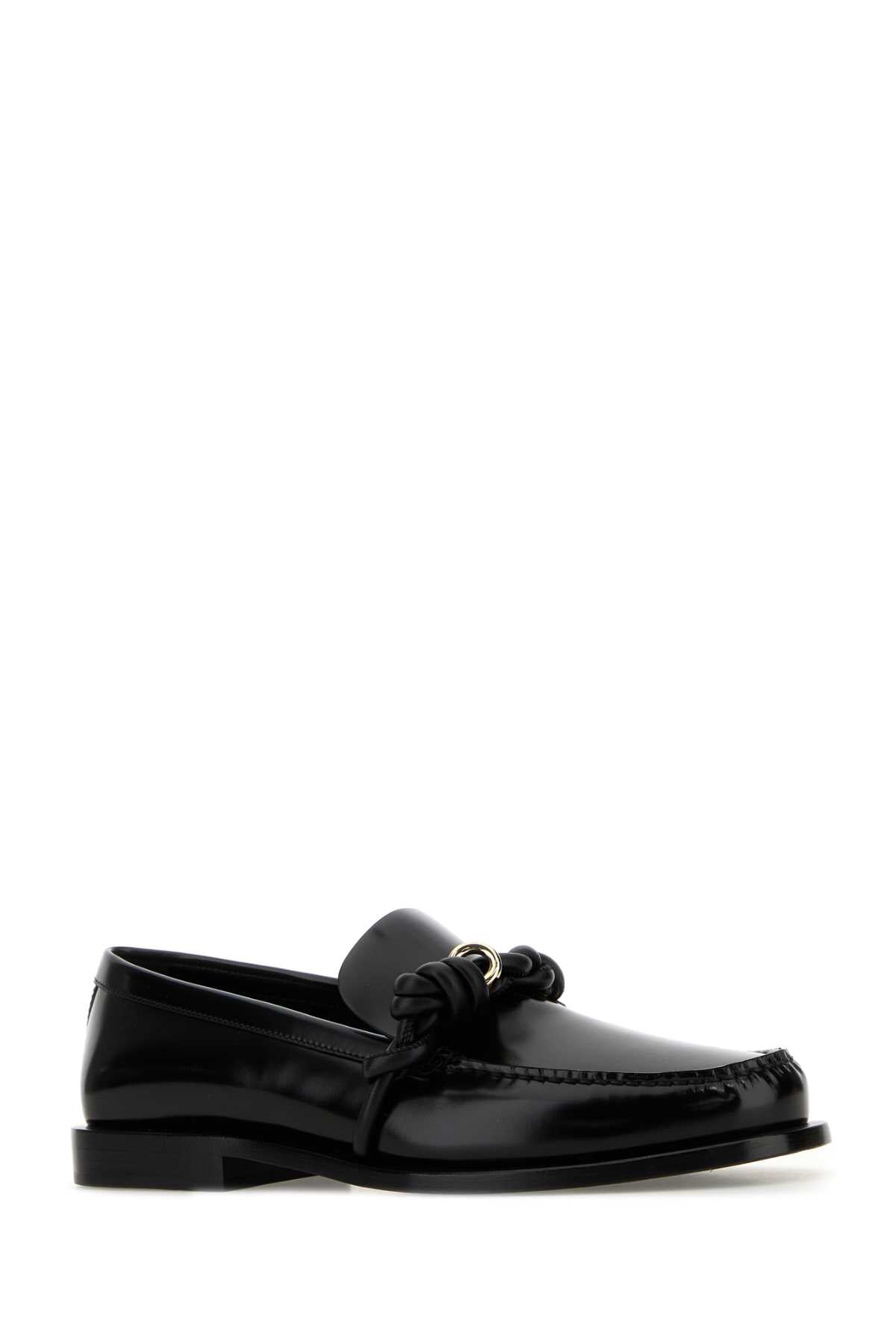 Jil Sander Women Black Leather Tangle Loafers JIL SANDER