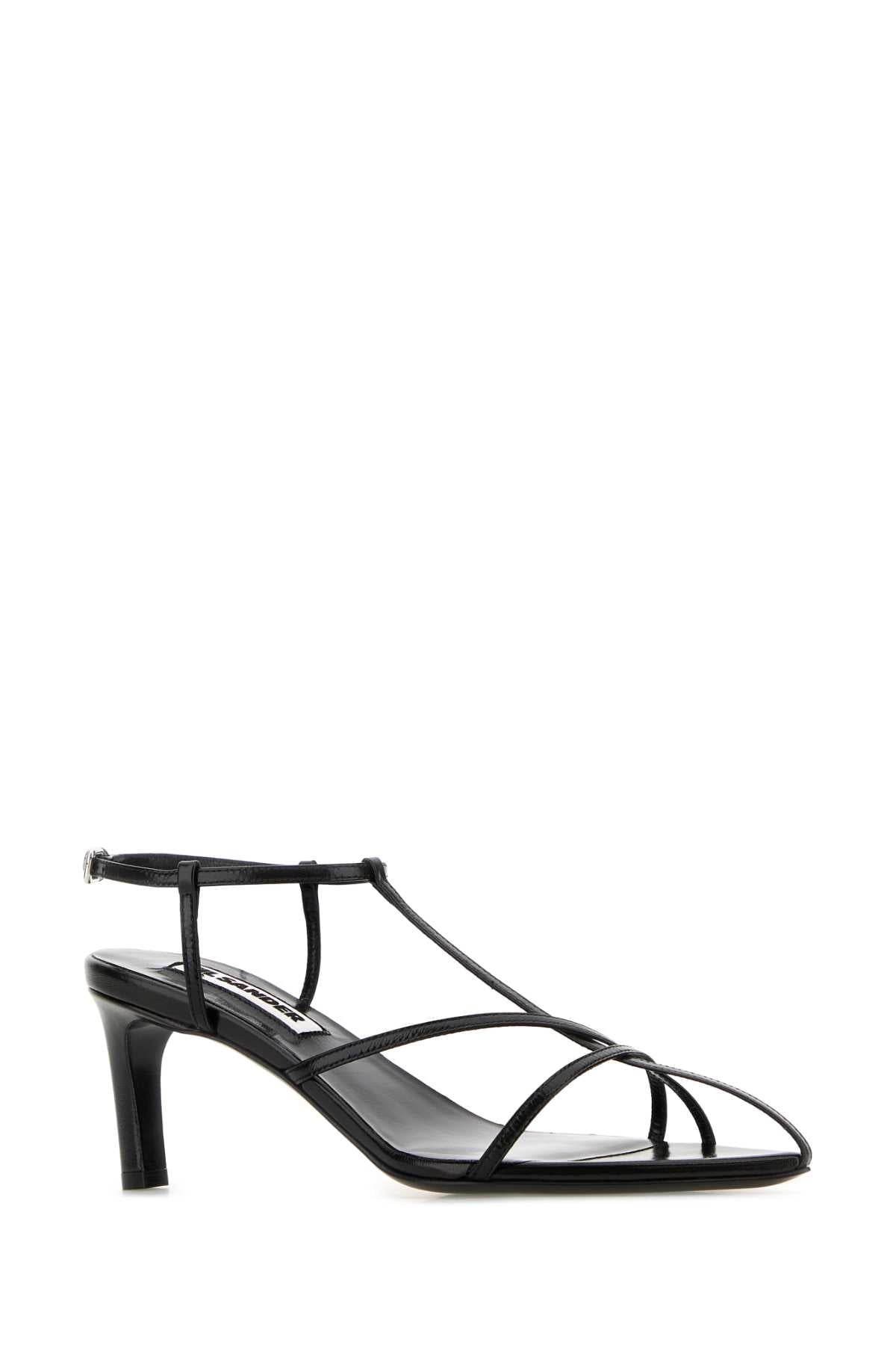 Jil Sander Women Black Leather Sandals JIL SANDER