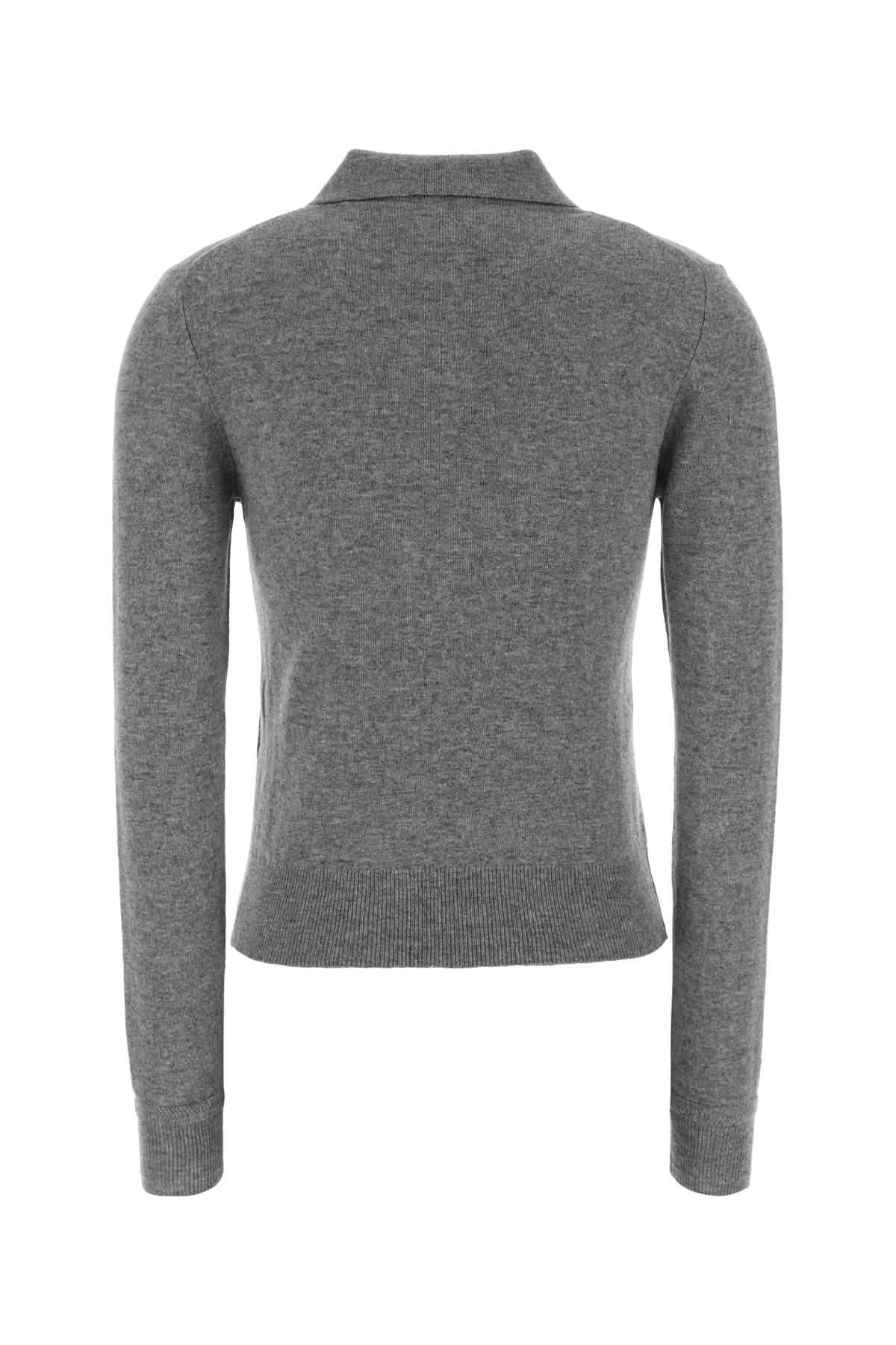 Jil Sander Women Grey Wool Polo Shirt JIL SANDER